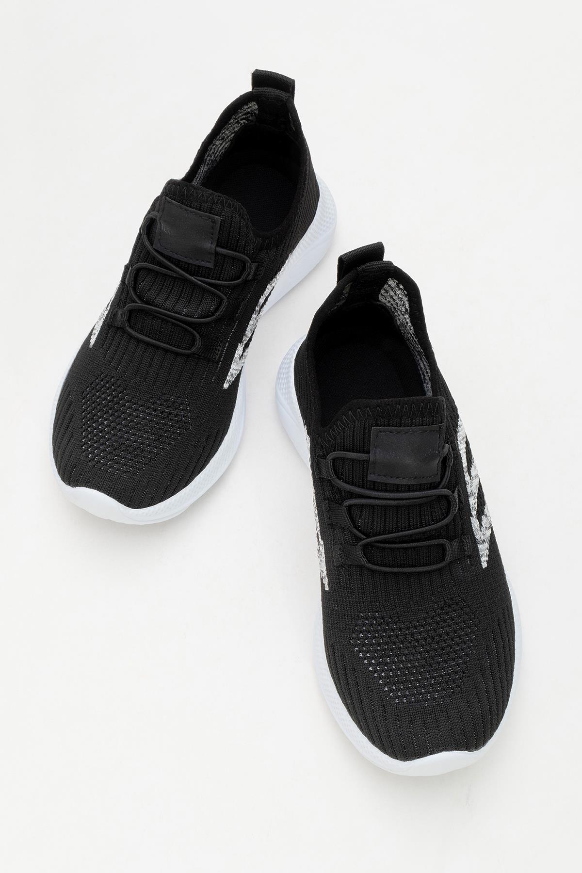 Triko Çocuk Spor Ayakkabı 31-35 SİYAH BEYAZ - Görsel 6