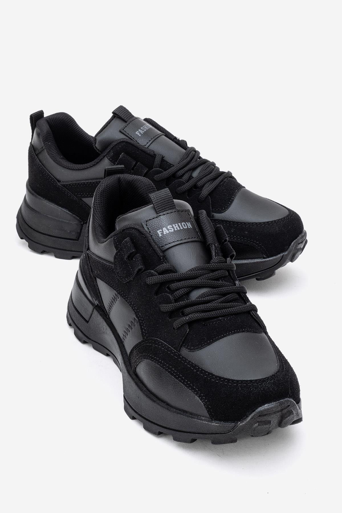 Bağcılklı Kadın Spor Ayakkabı SİYAH SİYAH - Görsel 2