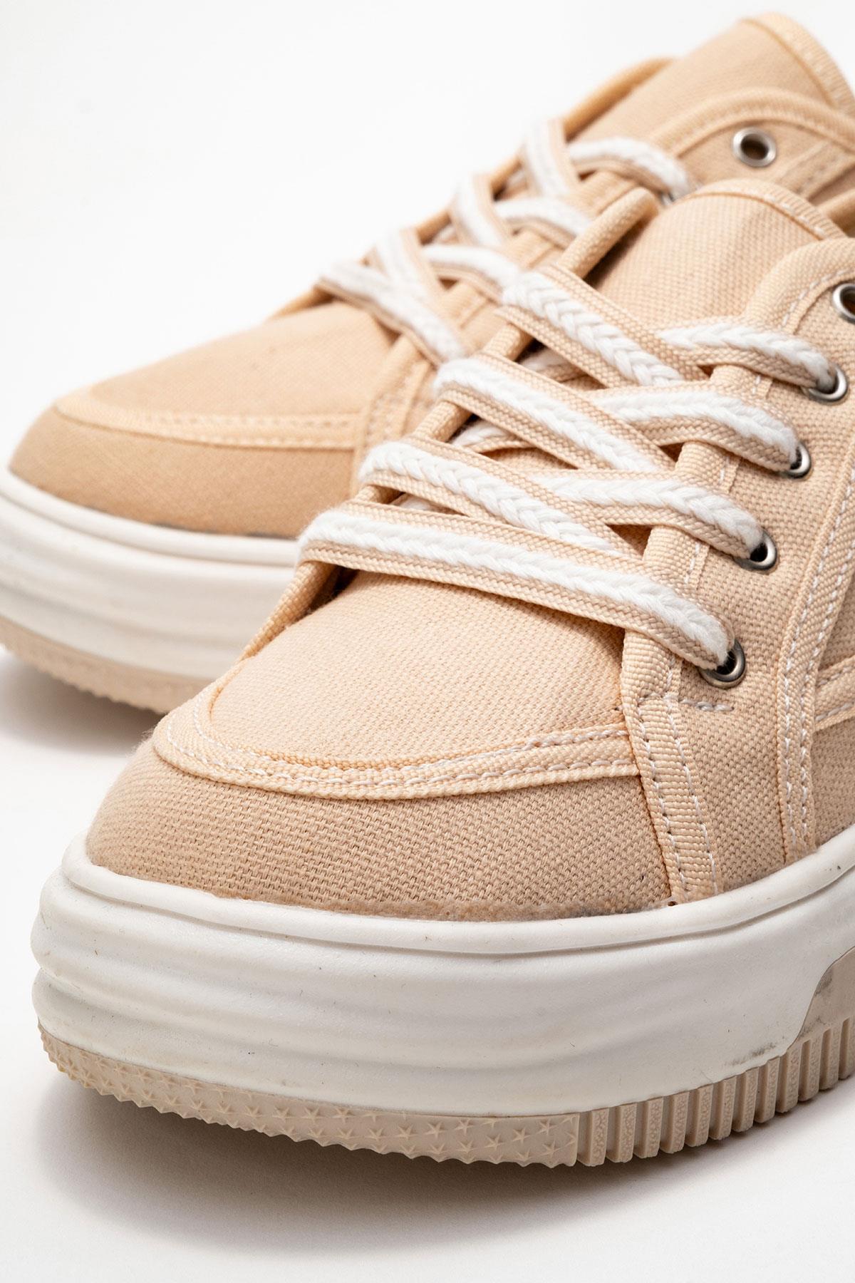 Keten Kadın Spor Ayakkabı BEJ BEYAZ - Görsel 4