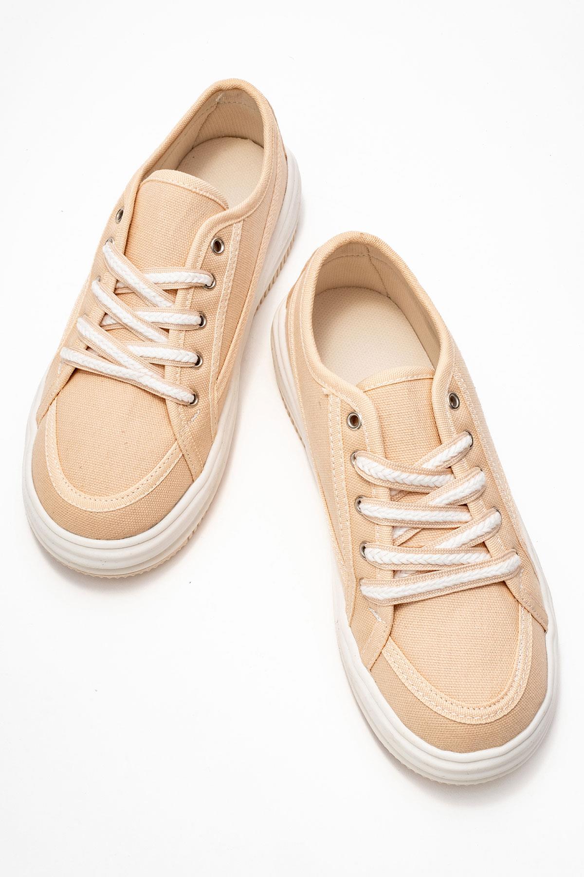 Keten Kadın Spor Ayakkabı BEJ BEYAZ - Görsel 6