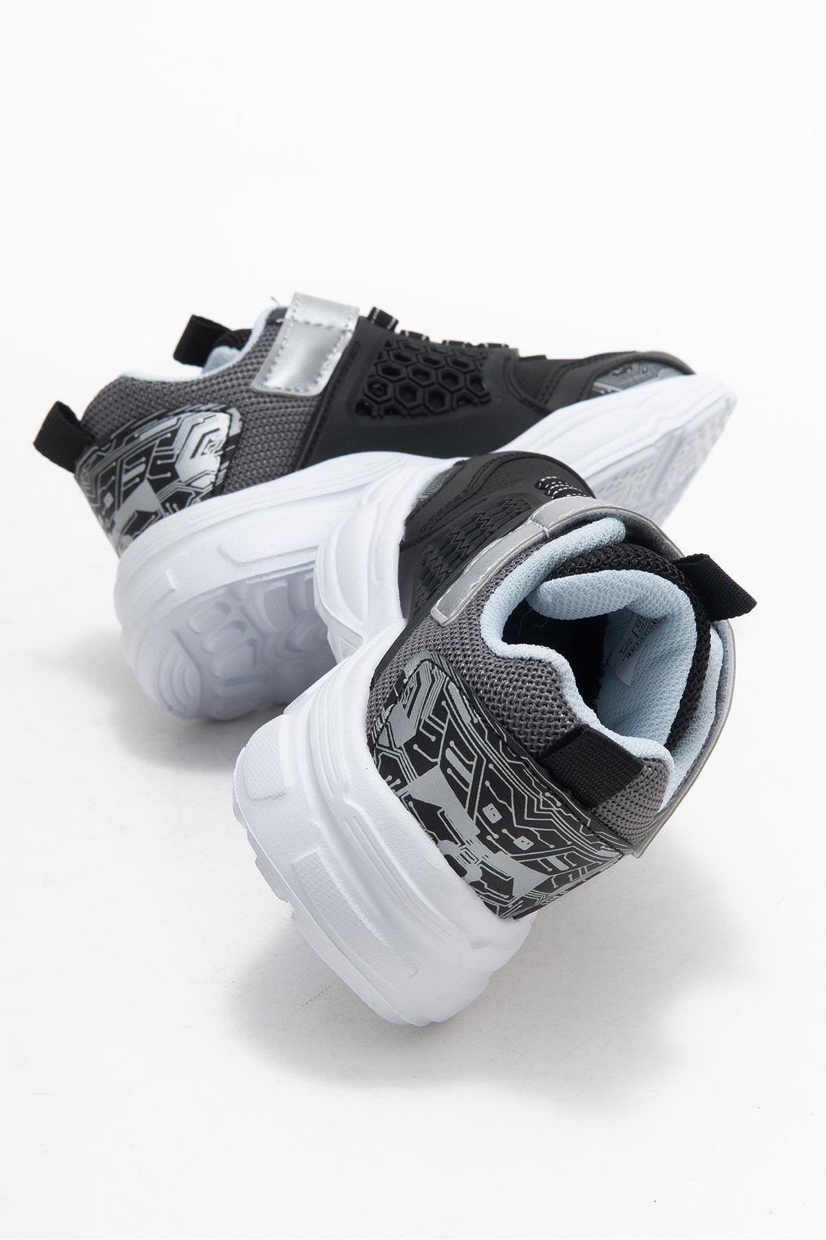 Bağcıklı Cırtlı Çocuk Spor Ayakkabı; SİYAH FÜME - Görsel 5