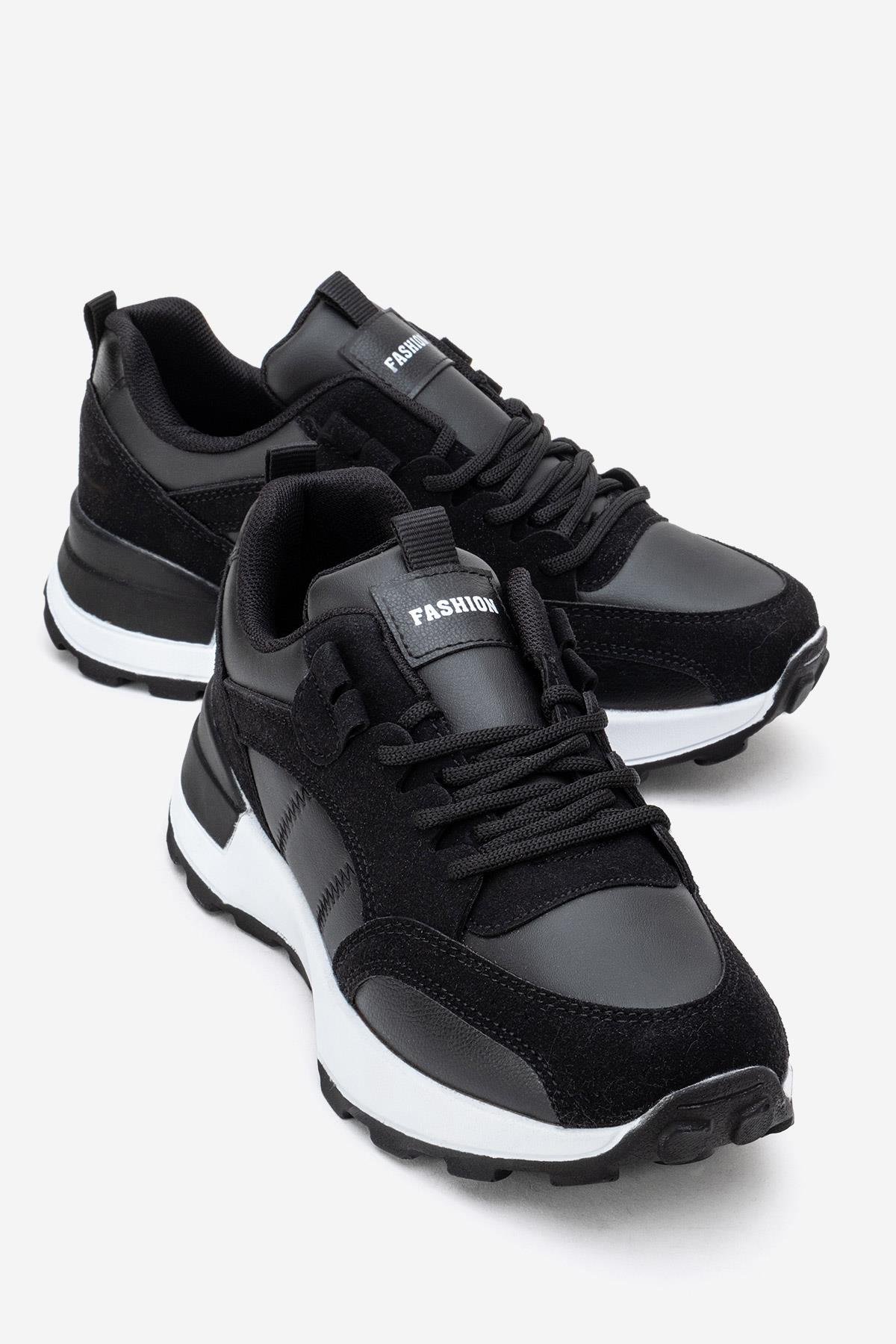 Bağcılklı Kadın Spor Ayakkabı SİYAH BEYAZ - Görsel 2