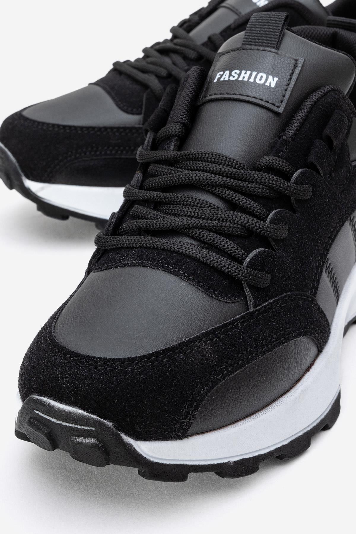 Bağcılklı Kadın Spor Ayakkabı SİYAH BEYAZ - Görsel 4