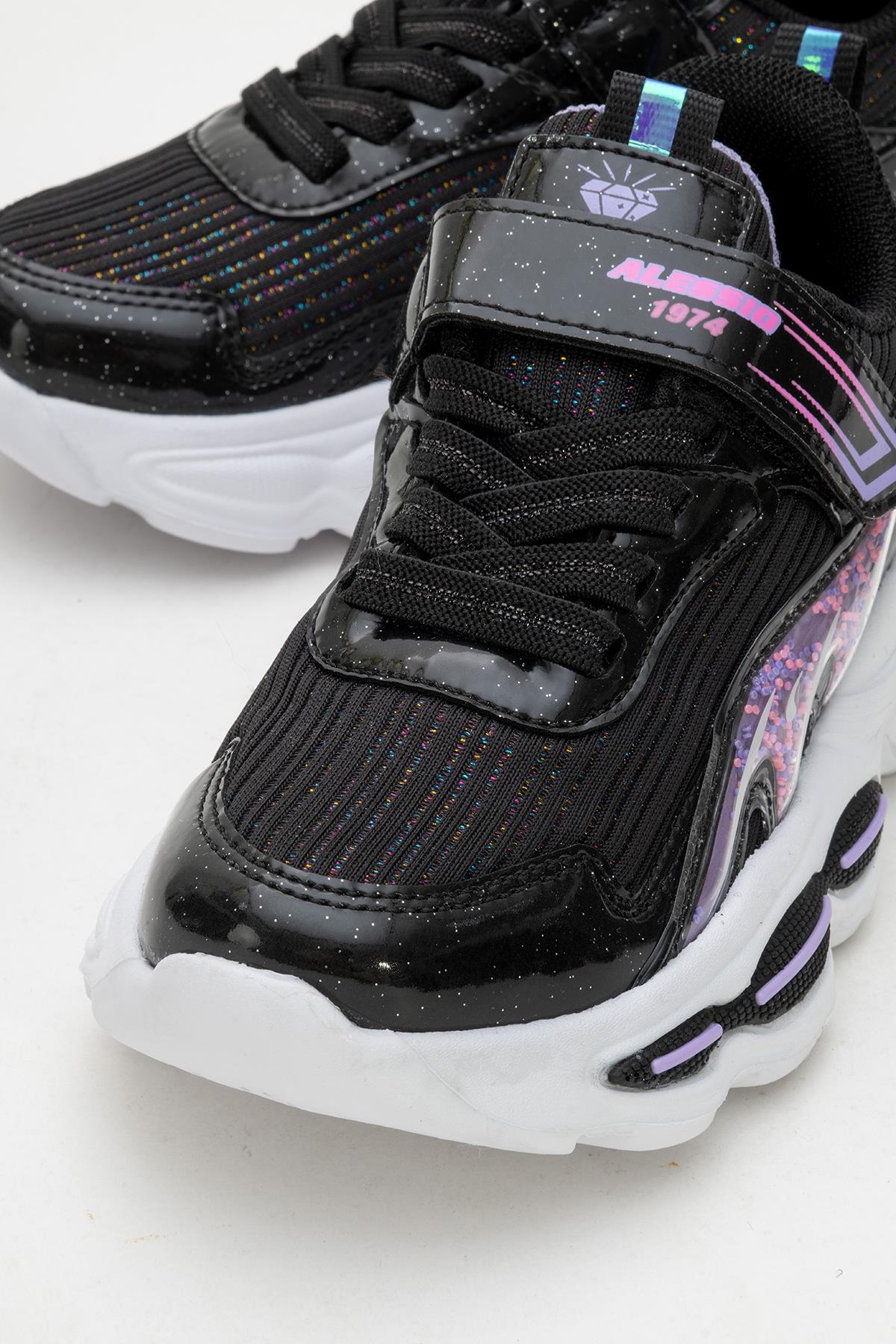 Cırtlı Bağlı Anorak Çocuk Spor Ayakkabı 26-30 SİYAH BEYAZ - Görsel 4