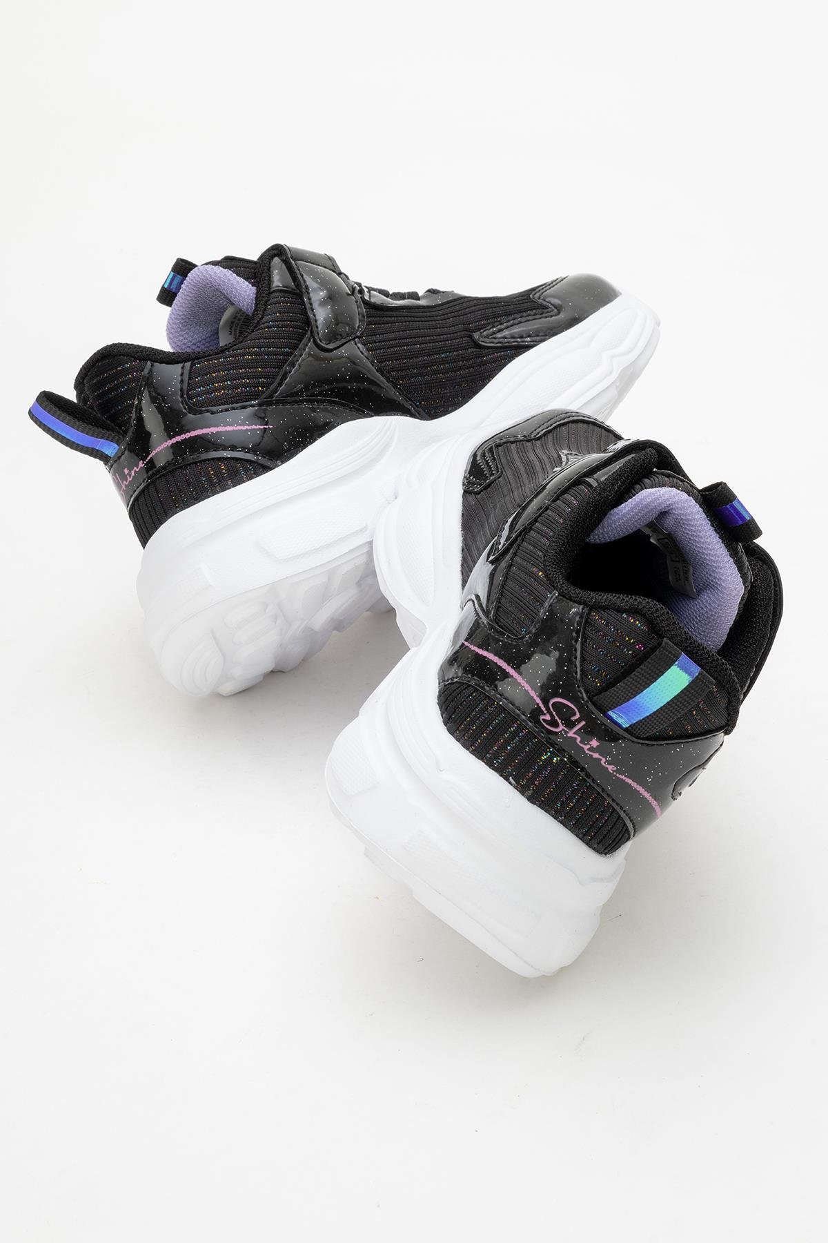 Cırtlı Bağlı Anorak Çocuk Spor Ayakkabı 26-30 SİYAH BEYAZ - Görsel 5