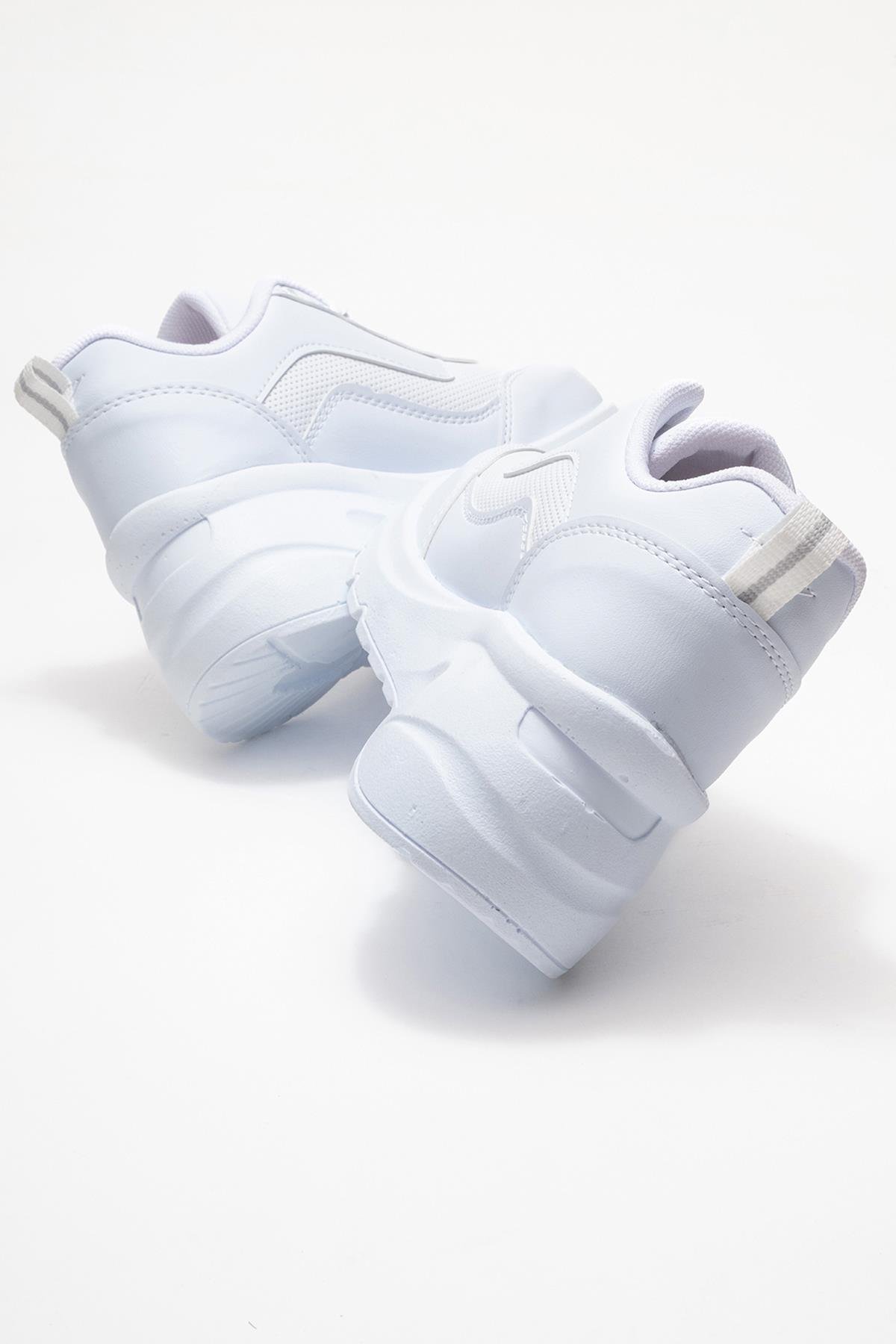 Kadın Fermuarlı Bağcıklı Spor Ayakkabı; BEYAZ - Görsel 7
