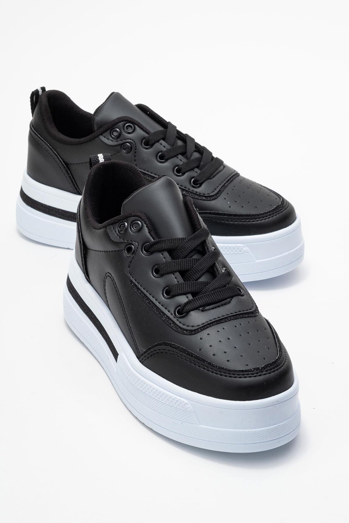 Kadın Taşlı Spor Ayakkabı SİYAH BEYAZ - Görsel 2