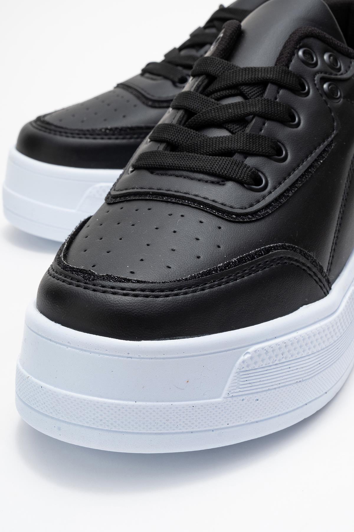 Kadın Taşlı Spor Ayakkabı SİYAH BEYAZ - Görsel 4