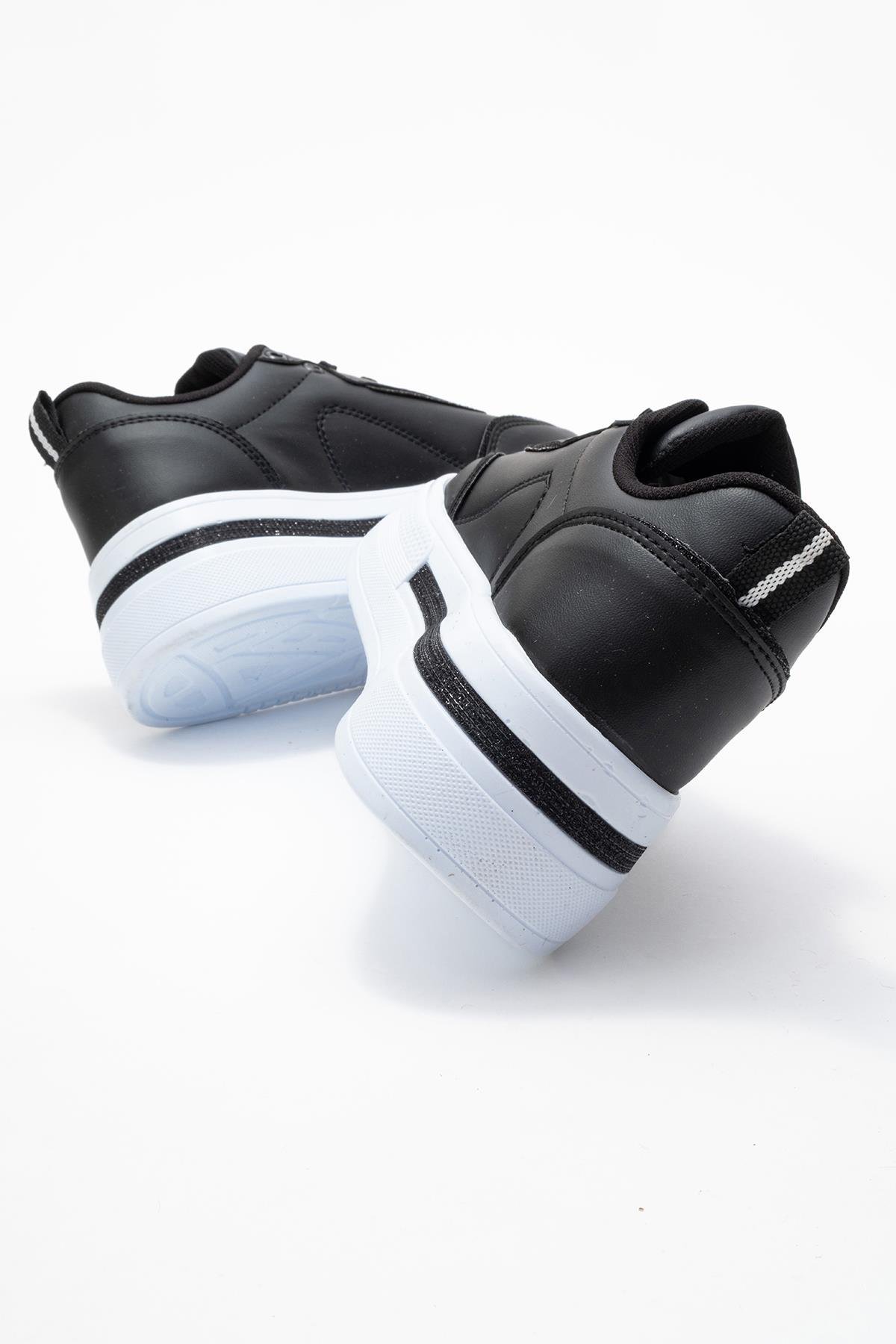 Kadın Taşlı Spor Ayakkabı SİYAH BEYAZ - Görsel 5