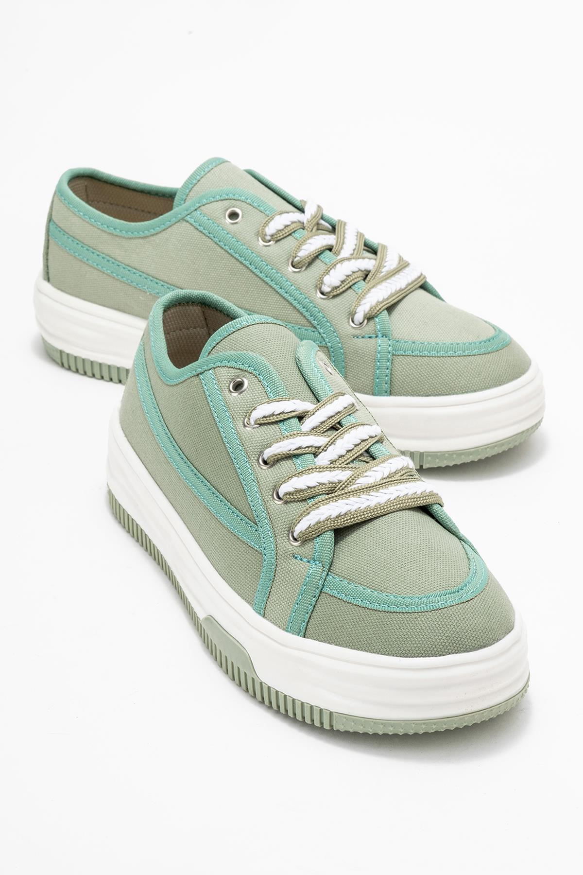 Keten Kadın Spor Ayakkabı YEŞİL BEYAZ - Görsel 2