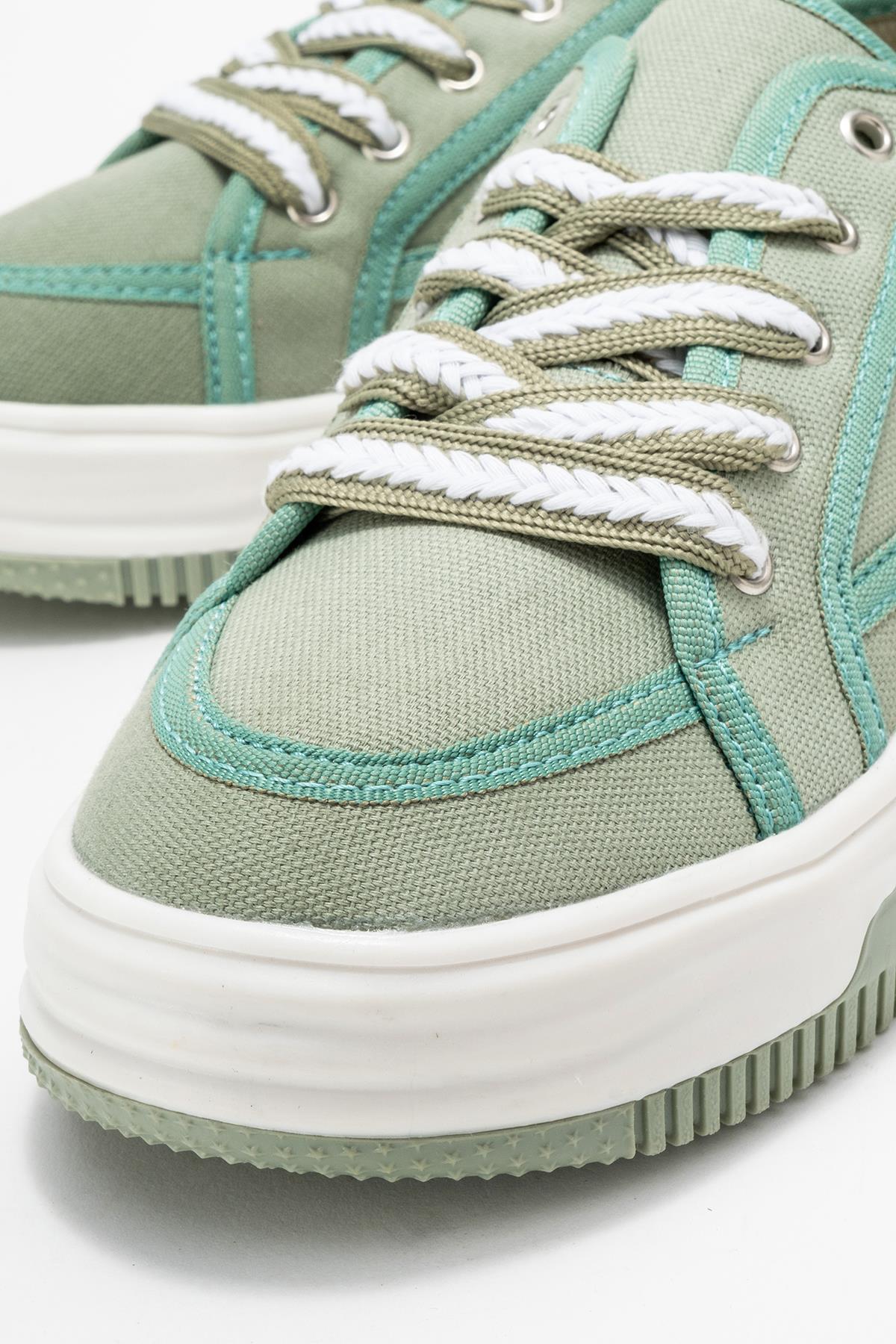Keten Kadın Spor Ayakkabı YEŞİL BEYAZ - Görsel 4