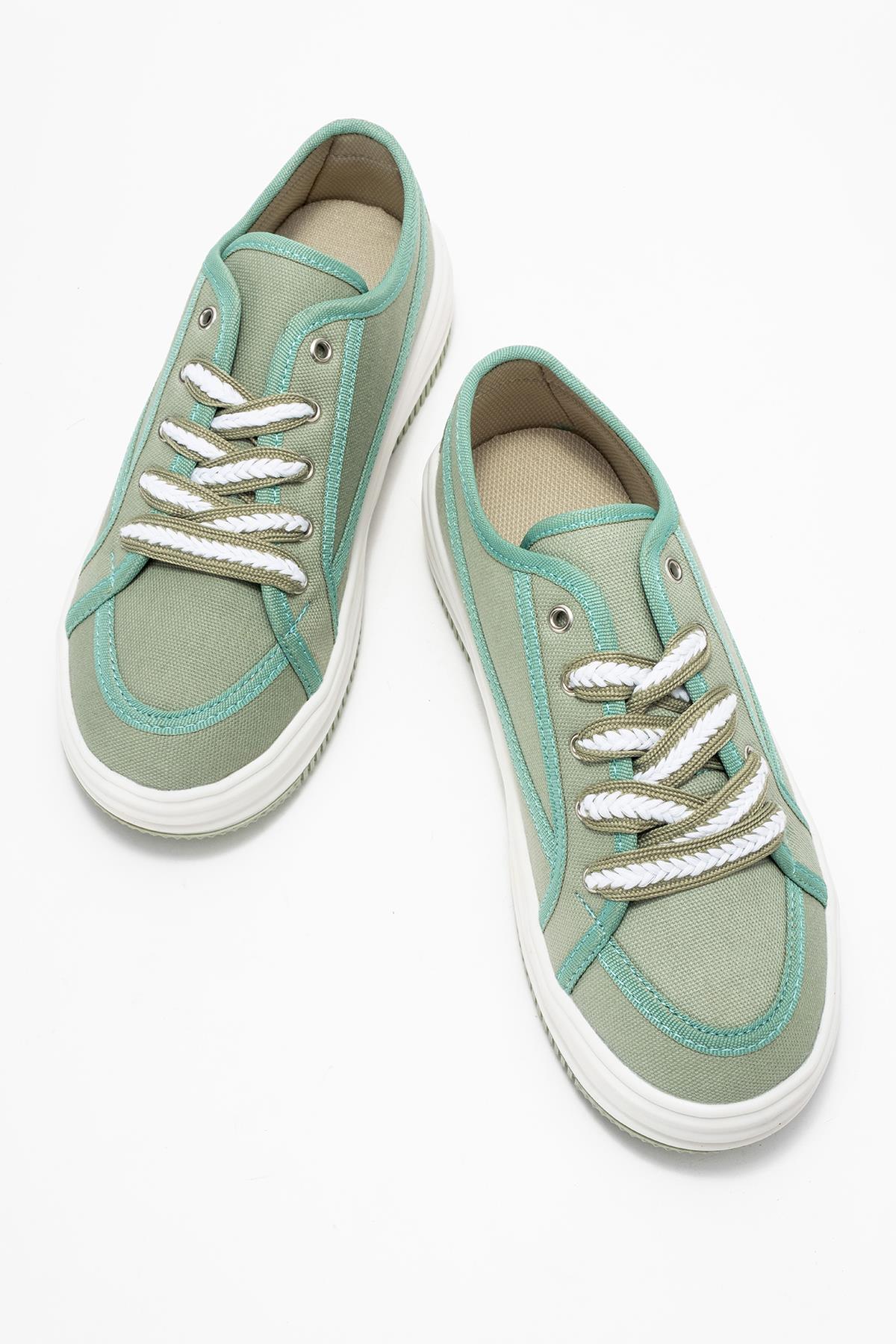 Keten Kadın Spor Ayakkabı YEŞİL BEYAZ - Görsel 9