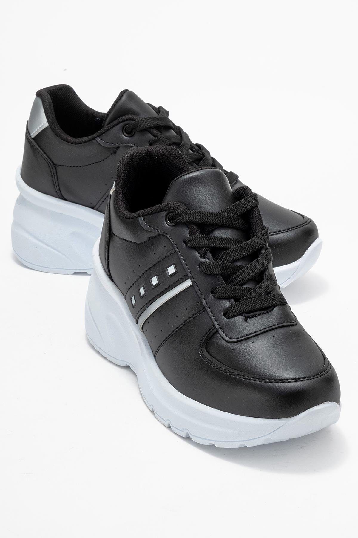 Kadın Spor Ayakkabı; SİYAH BEYAZ TABAN - Görsel 2