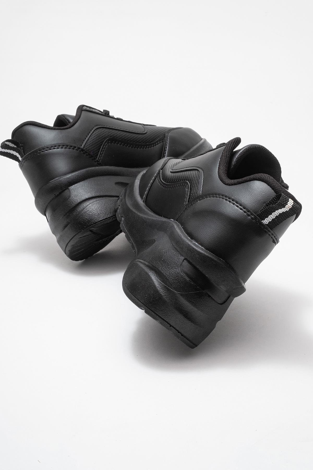 Kadın Fermuarlı Bağcıklı Spor Ayakkabı; SİYAH MAT - Görsel 6