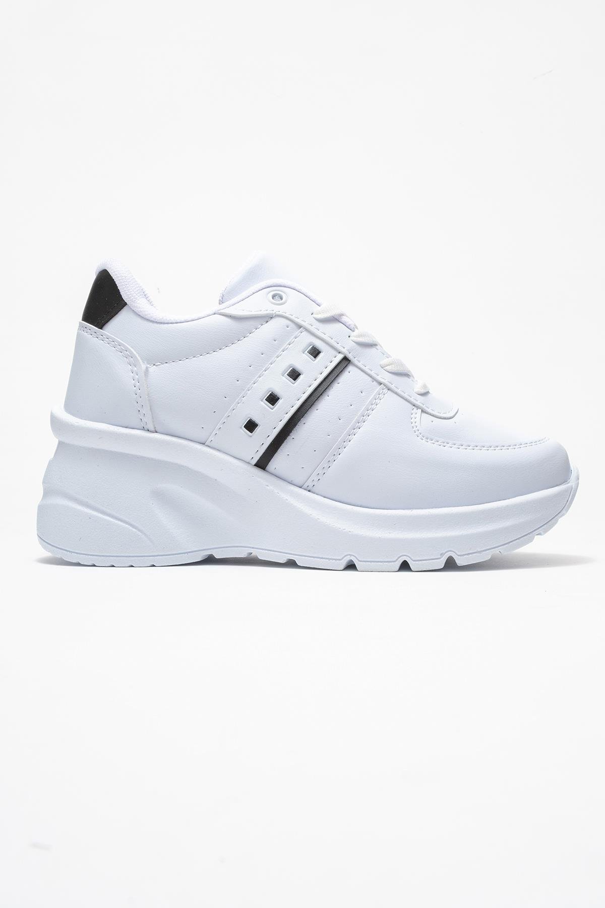 Kadın Spor Ayakkabı; BEYAZ SİYAH - Görsel 3
