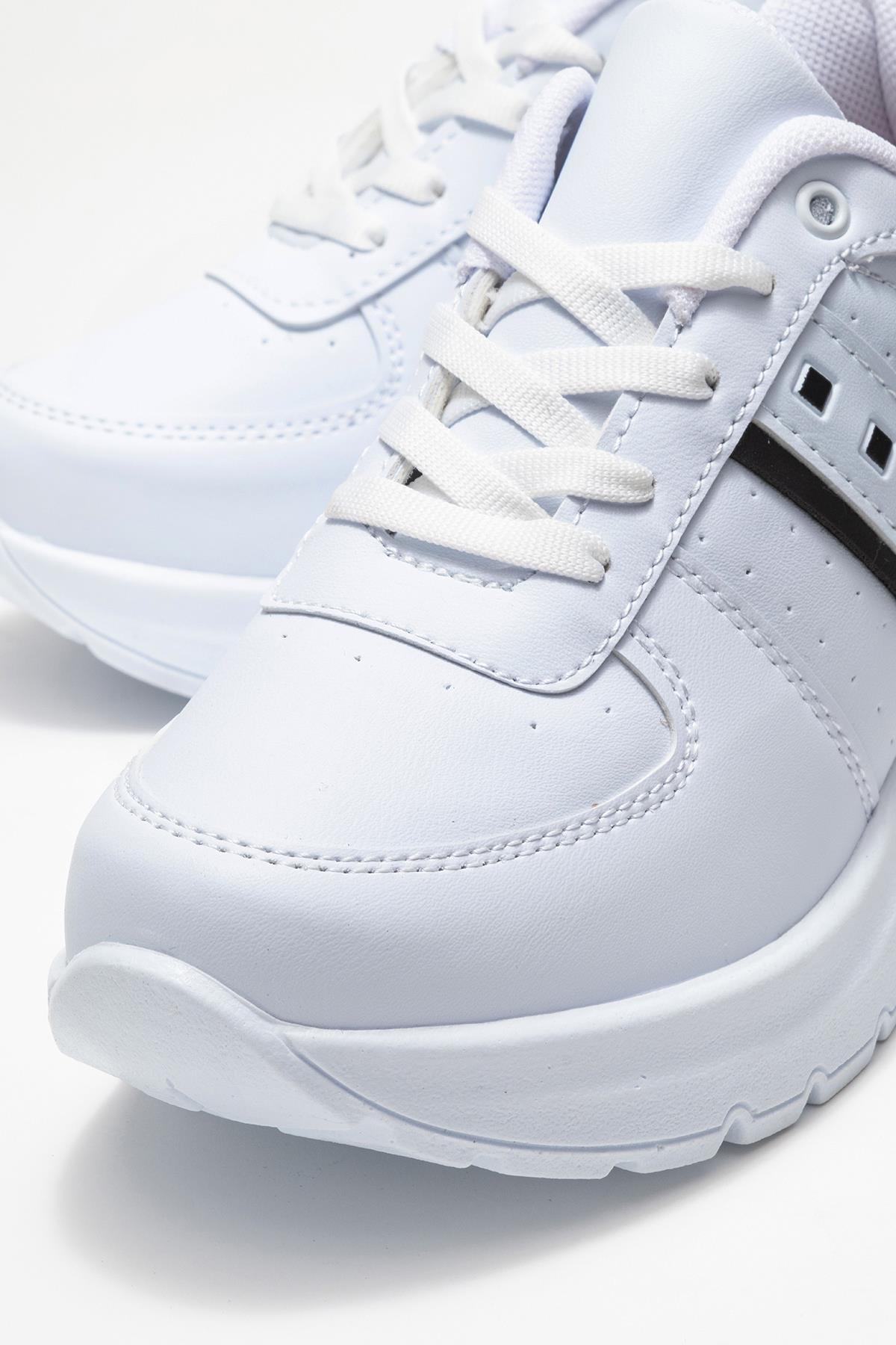 Kadın Spor Ayakkabı; BEYAZ SİYAH - Görsel 4