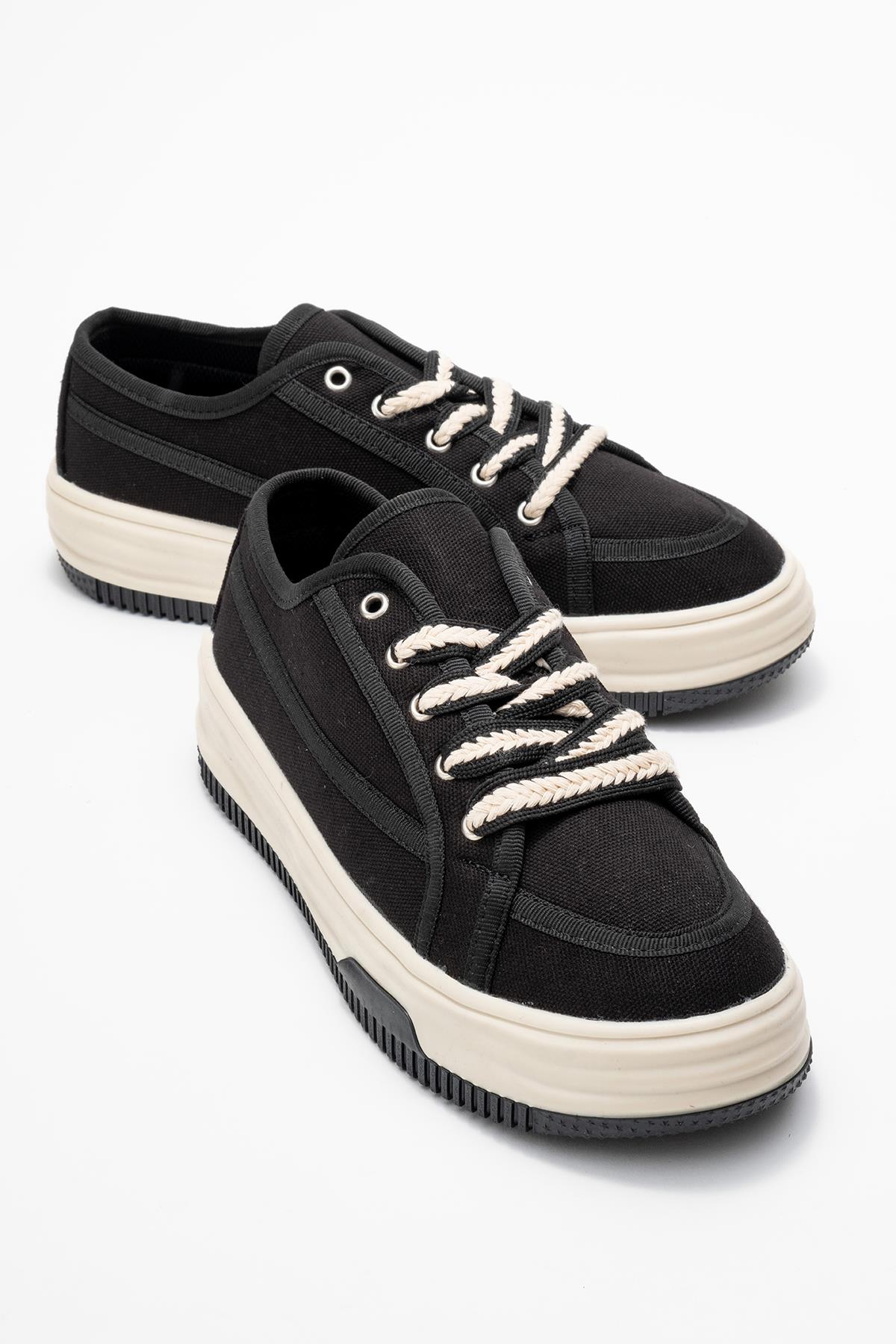 Keten Kadın Spor Ayakkabı SİYAH BEYAZ - Görsel 2
