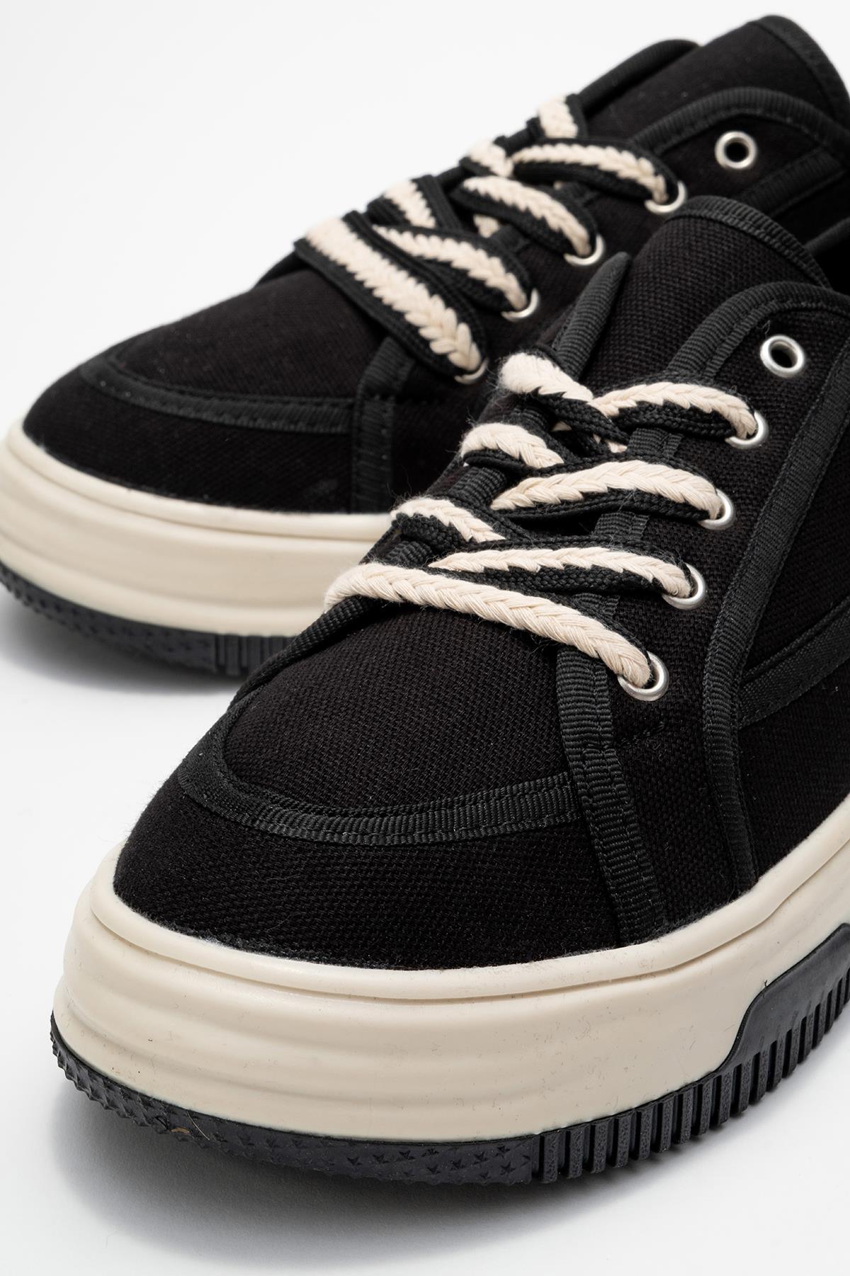 Keten Kadın Spor Ayakkabı SİYAH BEYAZ - Görsel 4
