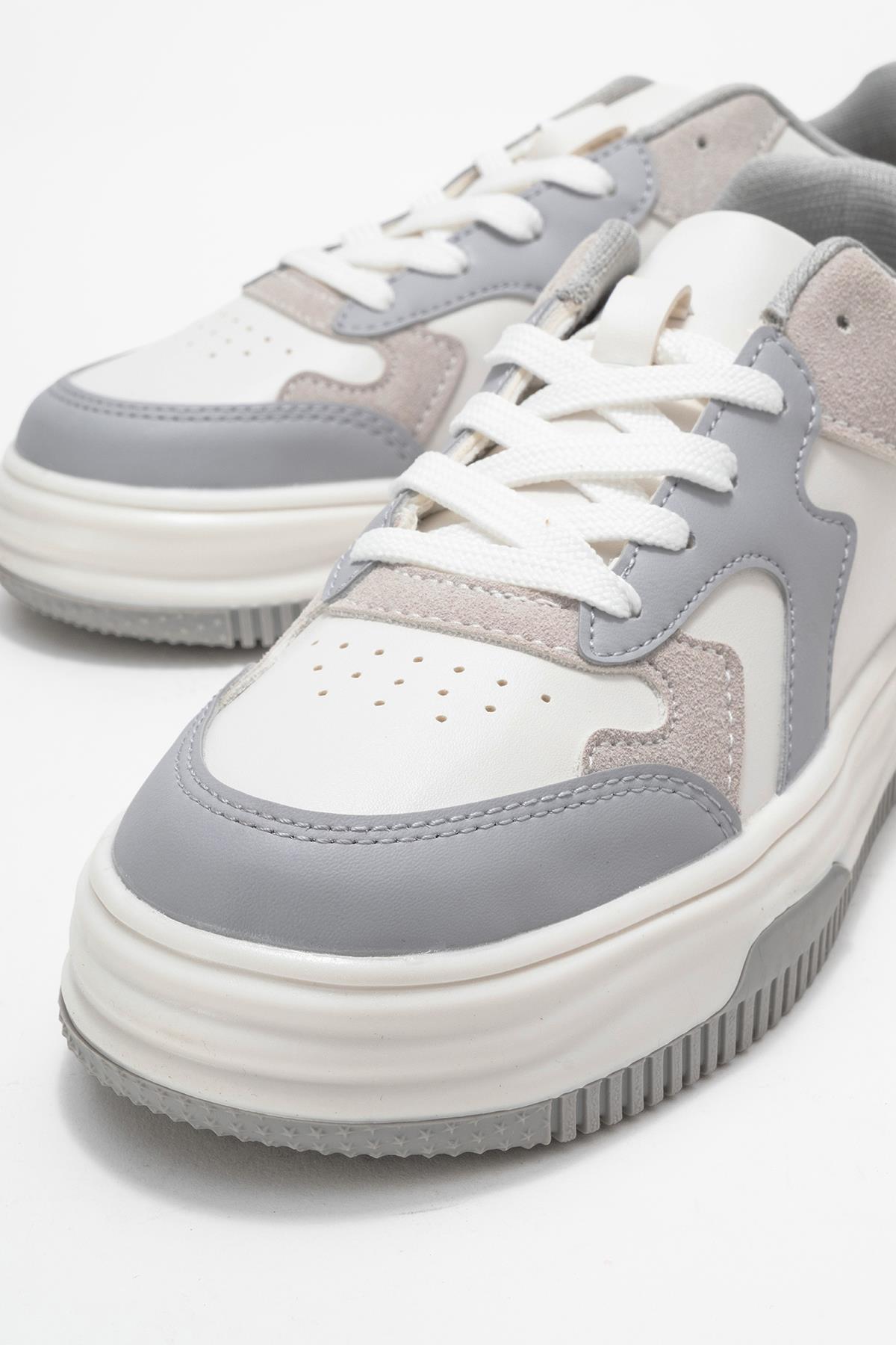 Kadın Spor Ayakkabı GRİ BEYAZ - Görsel 4