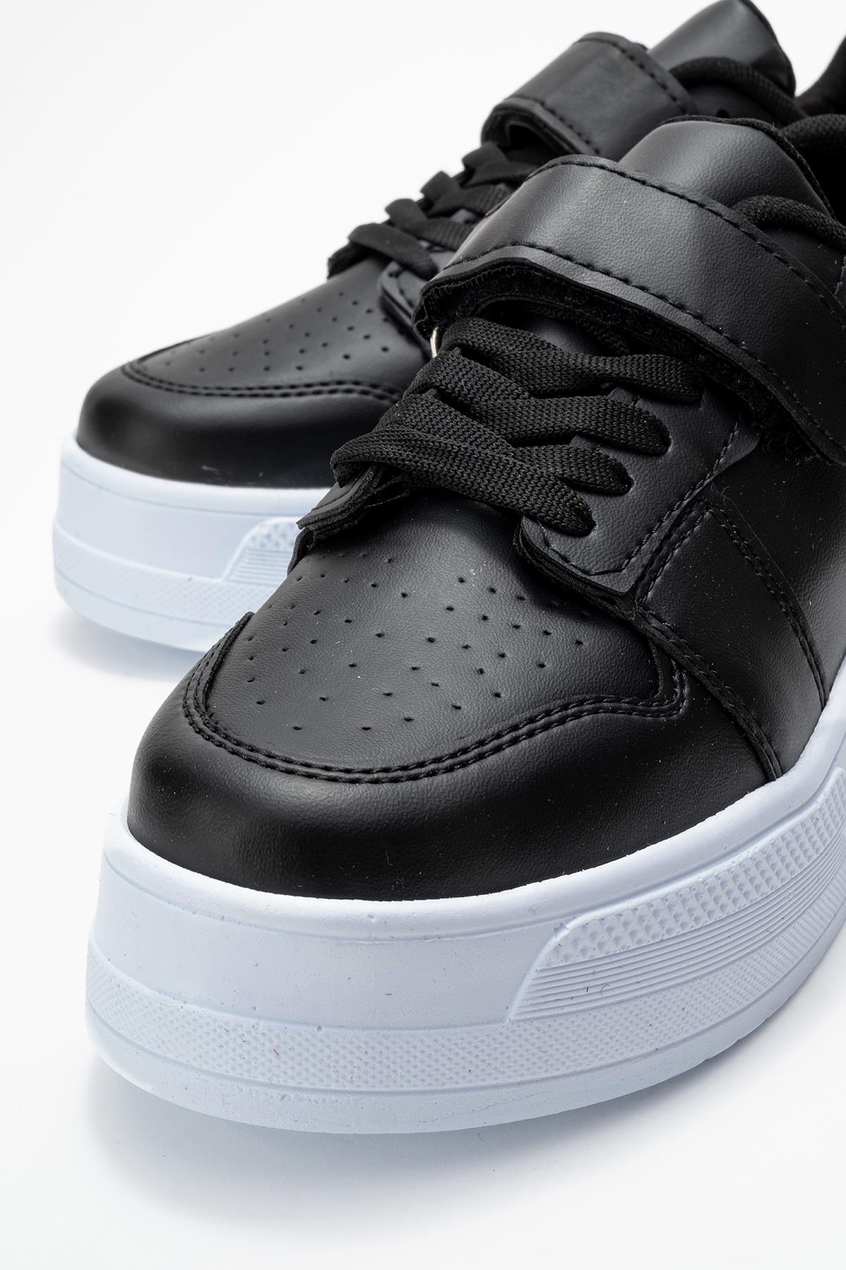 Cırtlı Kadın Spor Ayakkabı SİYAH BEYAZ - Görsel 4