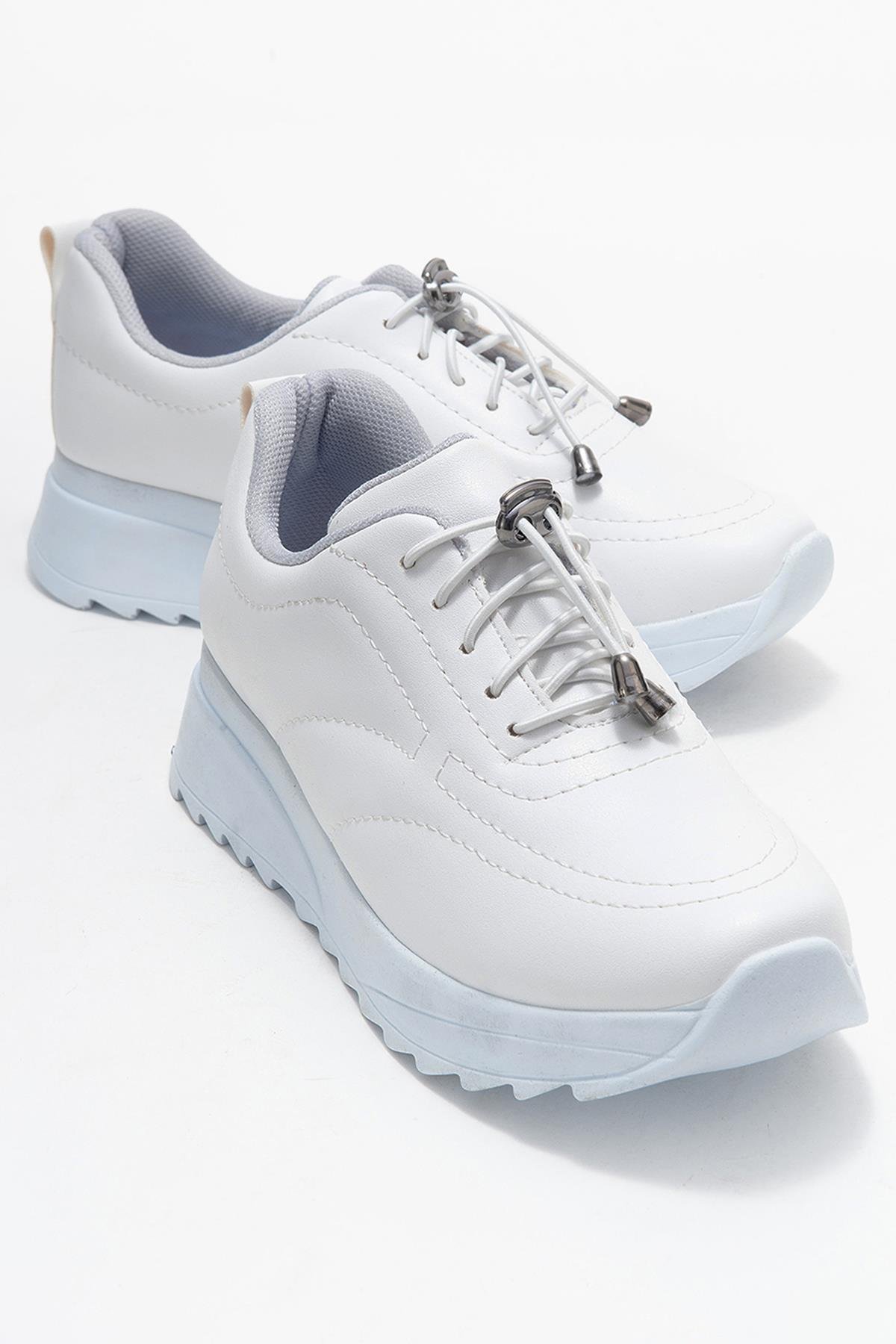 Kadın Dikişli Lastikli Spor Ayakkabı BEYAZ BEYAZ - Görsel 2