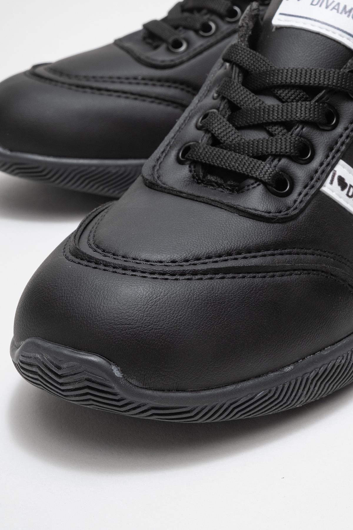 Bağcıklı Kadın Spor Ayakkabı; SİYAH BEYAZ - Görsel 4