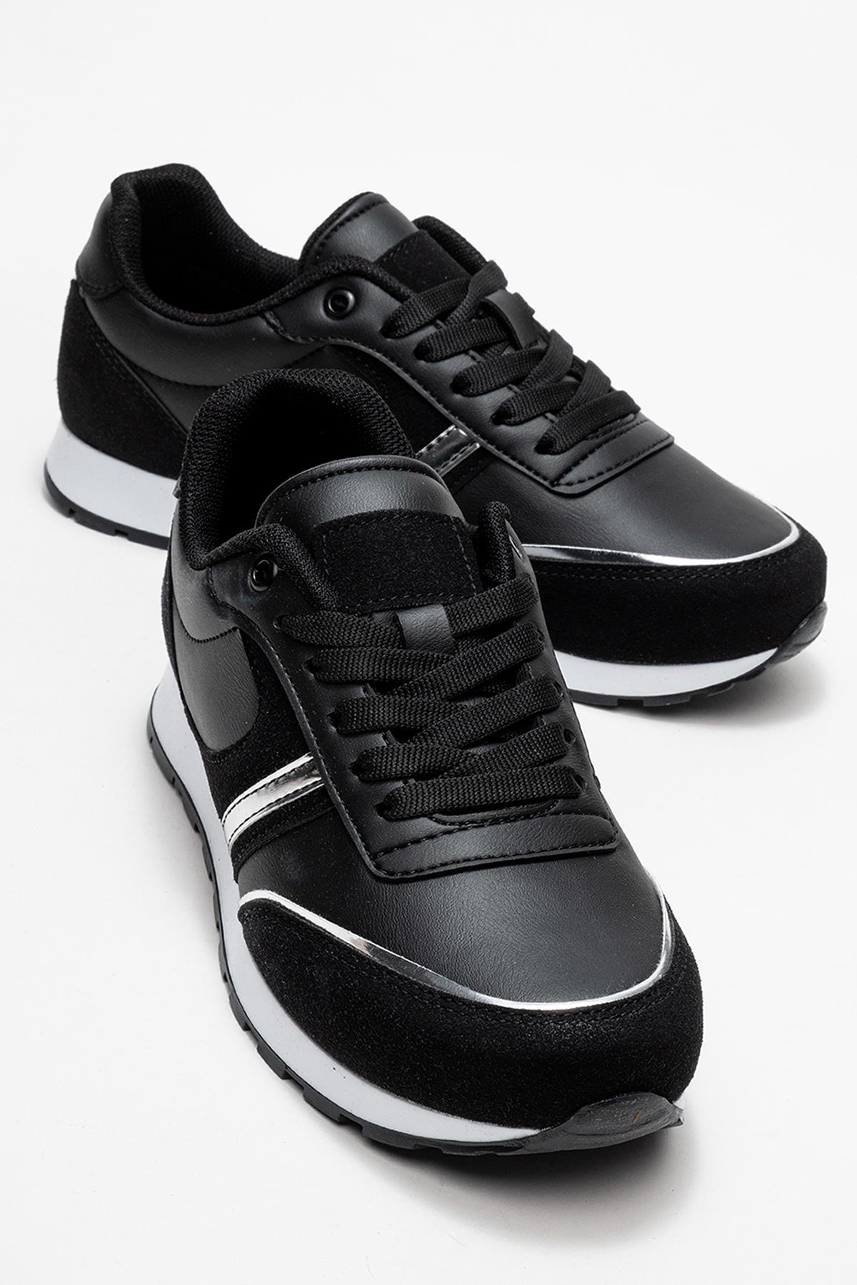 Bağcıklı Kadın Spor Ayakkabı ; SİYAH - Görsel 2
