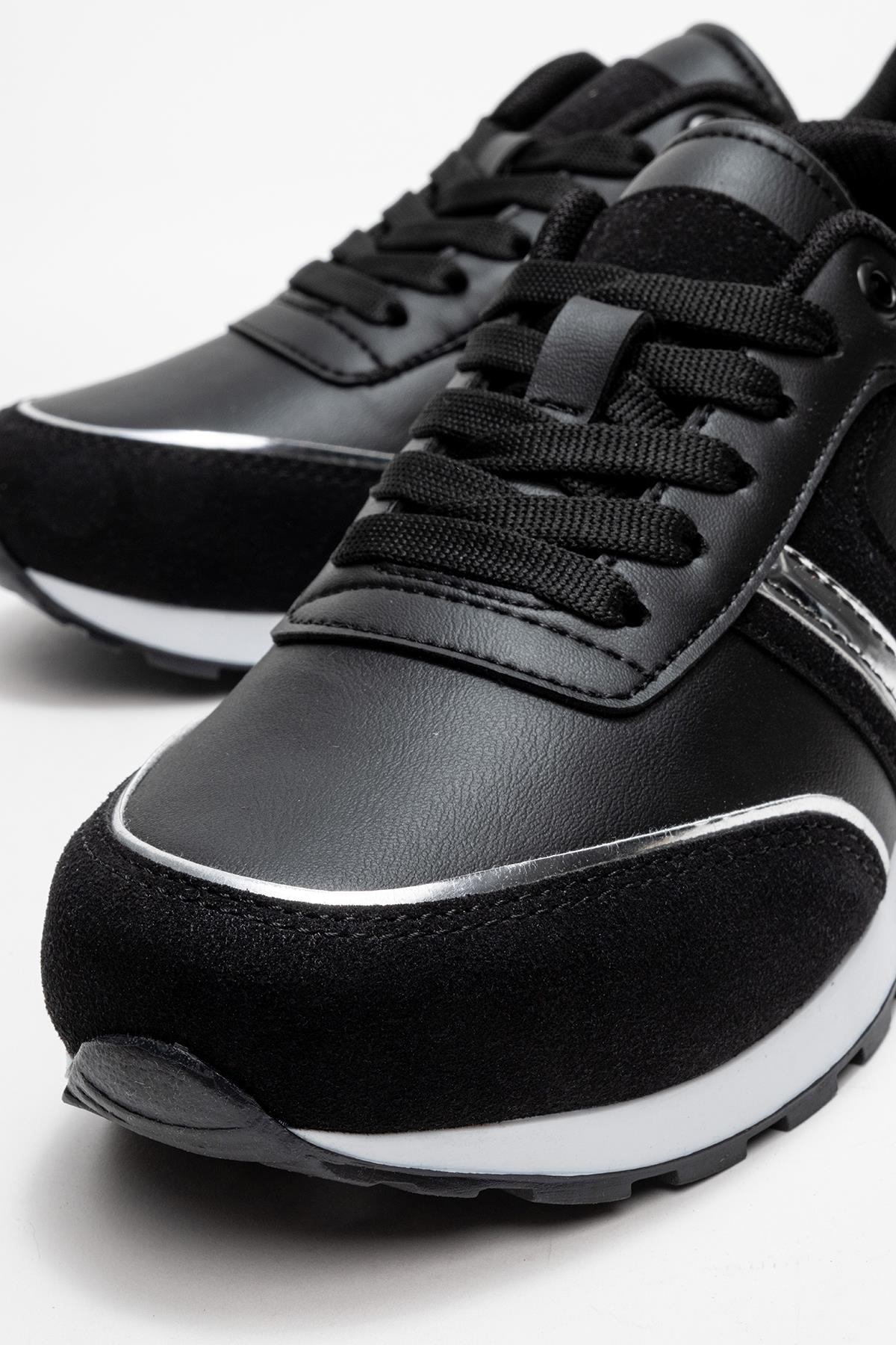 Bağcıklı Kadın Spor Ayakkabı ; SİYAH - Görsel 4