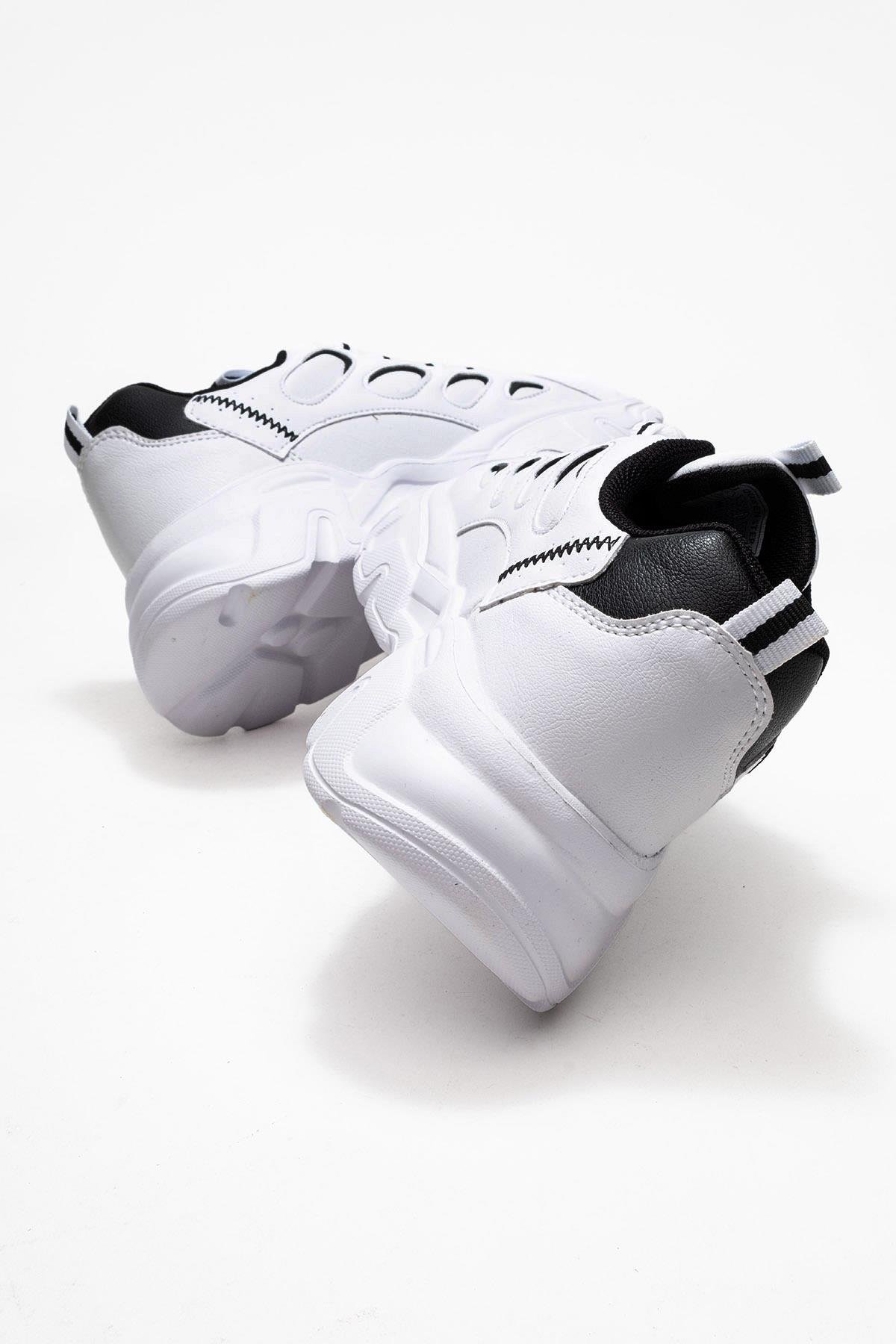 Yan Halka Desenli Kadın Spor Ayakkabı BEYAZ SİYAH - Görsel 5