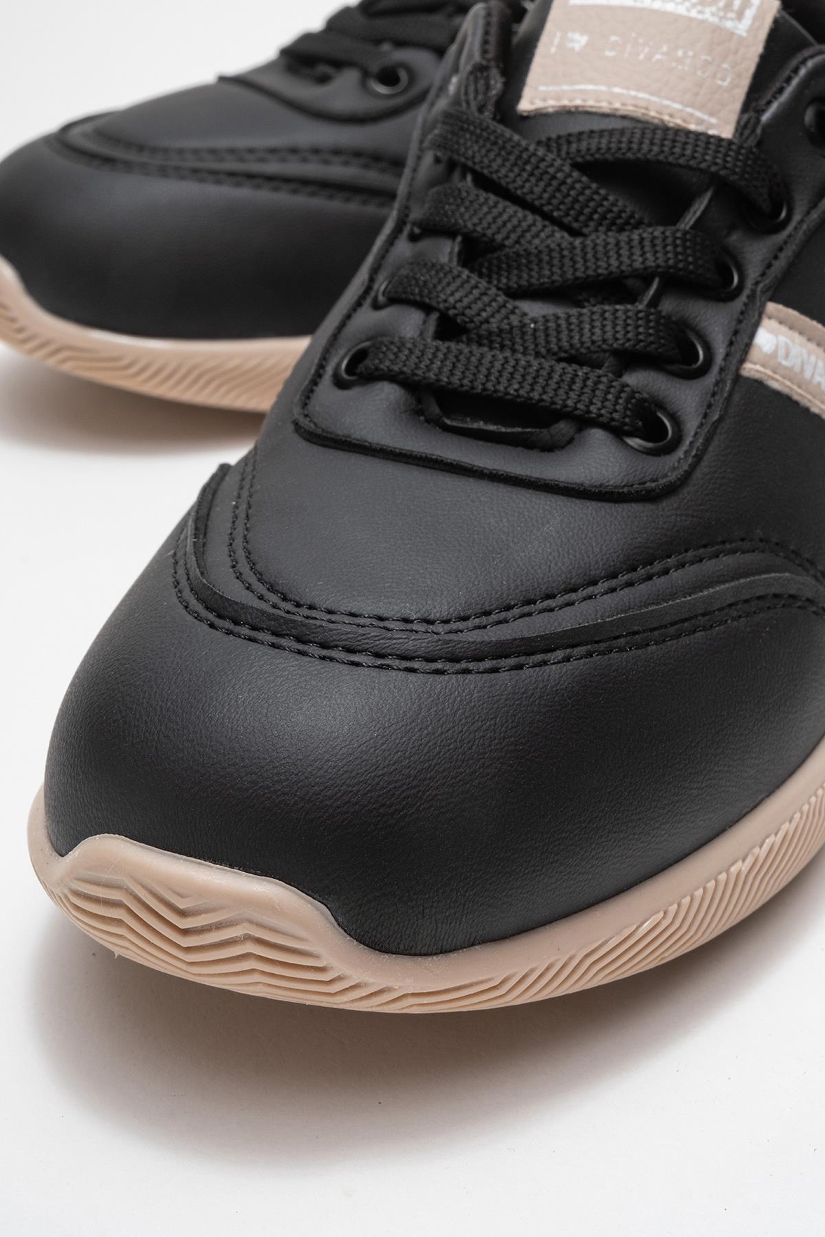 Bağcıklı Kadın Spor Ayakkabı; SİYAH VİZON - Görsel 4