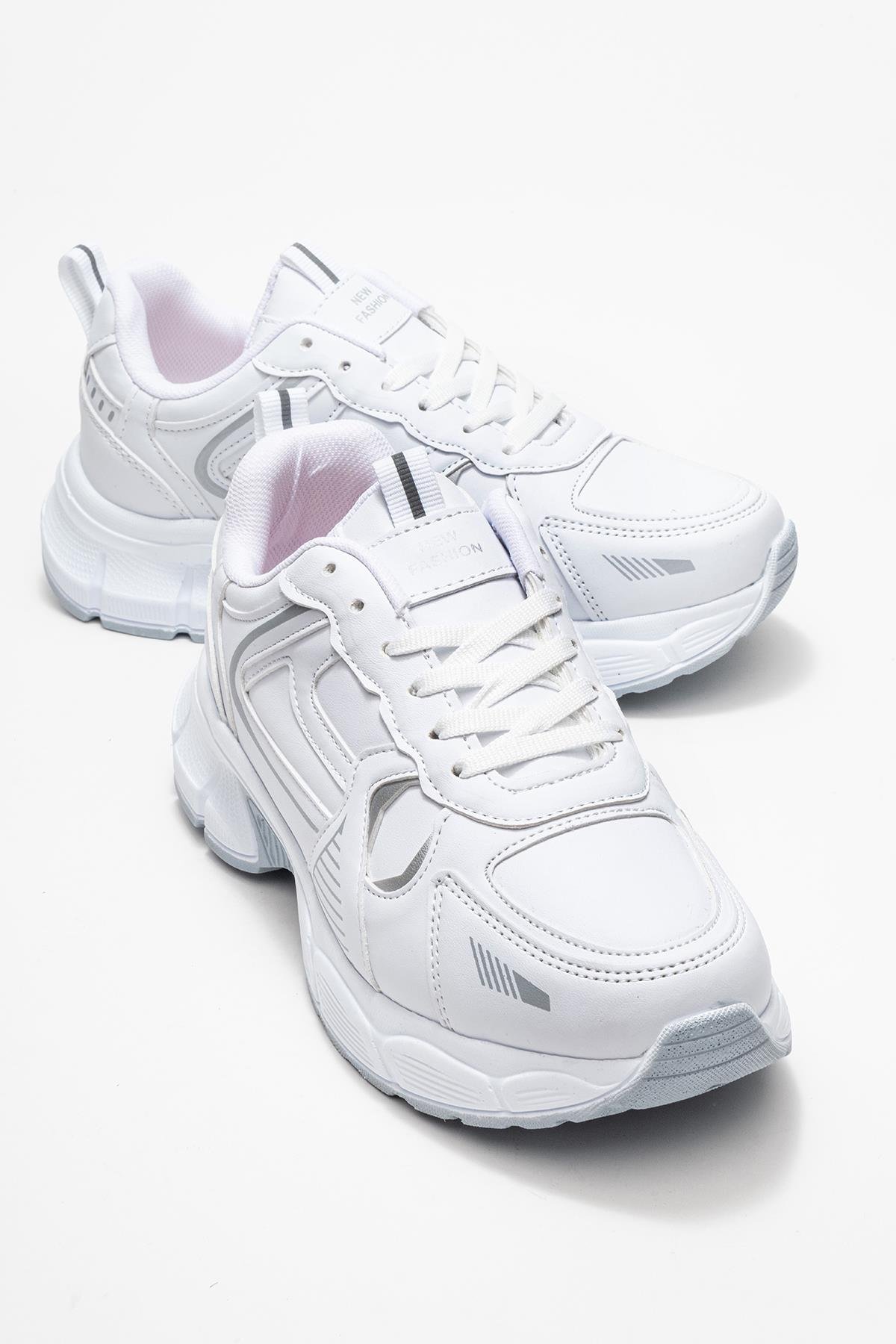 Bağcılklı Kadın Spor Ayakkabı BEYAZ GÜMÜŞ - Görsel 2