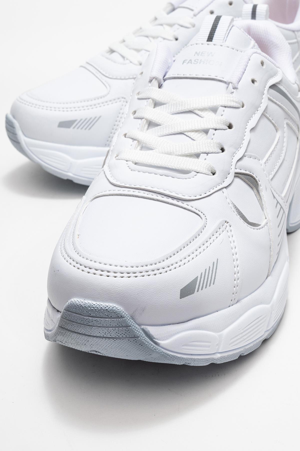 Bağcılklı Kadın Spor Ayakkabı BEYAZ GÜMÜŞ - Görsel 4