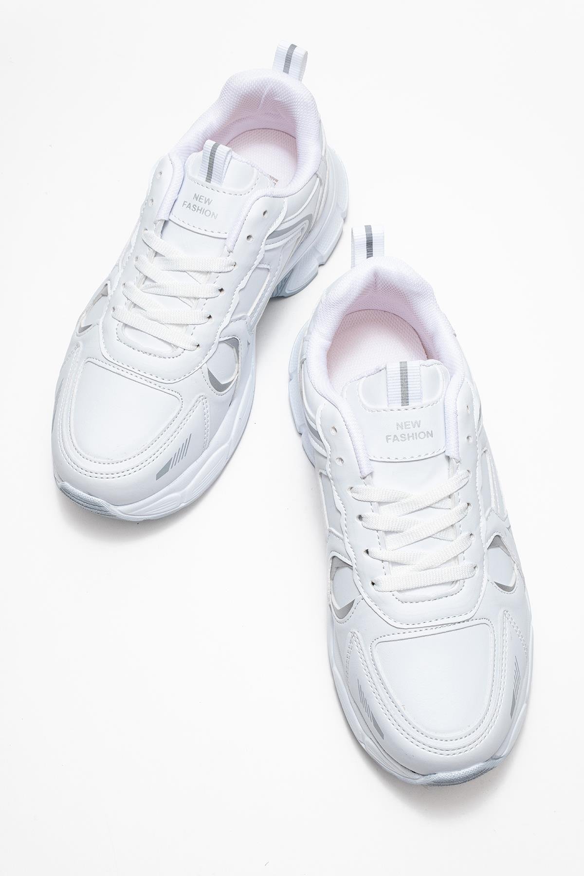 Bağcılklı Kadın Spor Ayakkabı BEYAZ GÜMÜŞ - Görsel 7