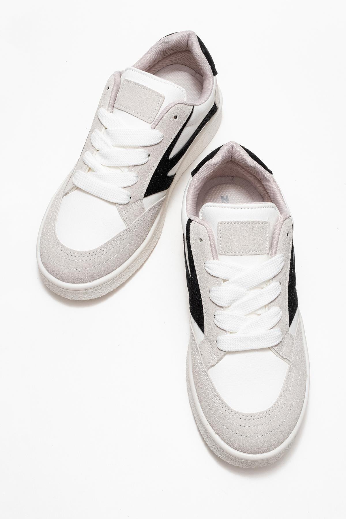 Kadın Anorak Spor Ayakkabı BEYAZ SİYAH - Görsel 6