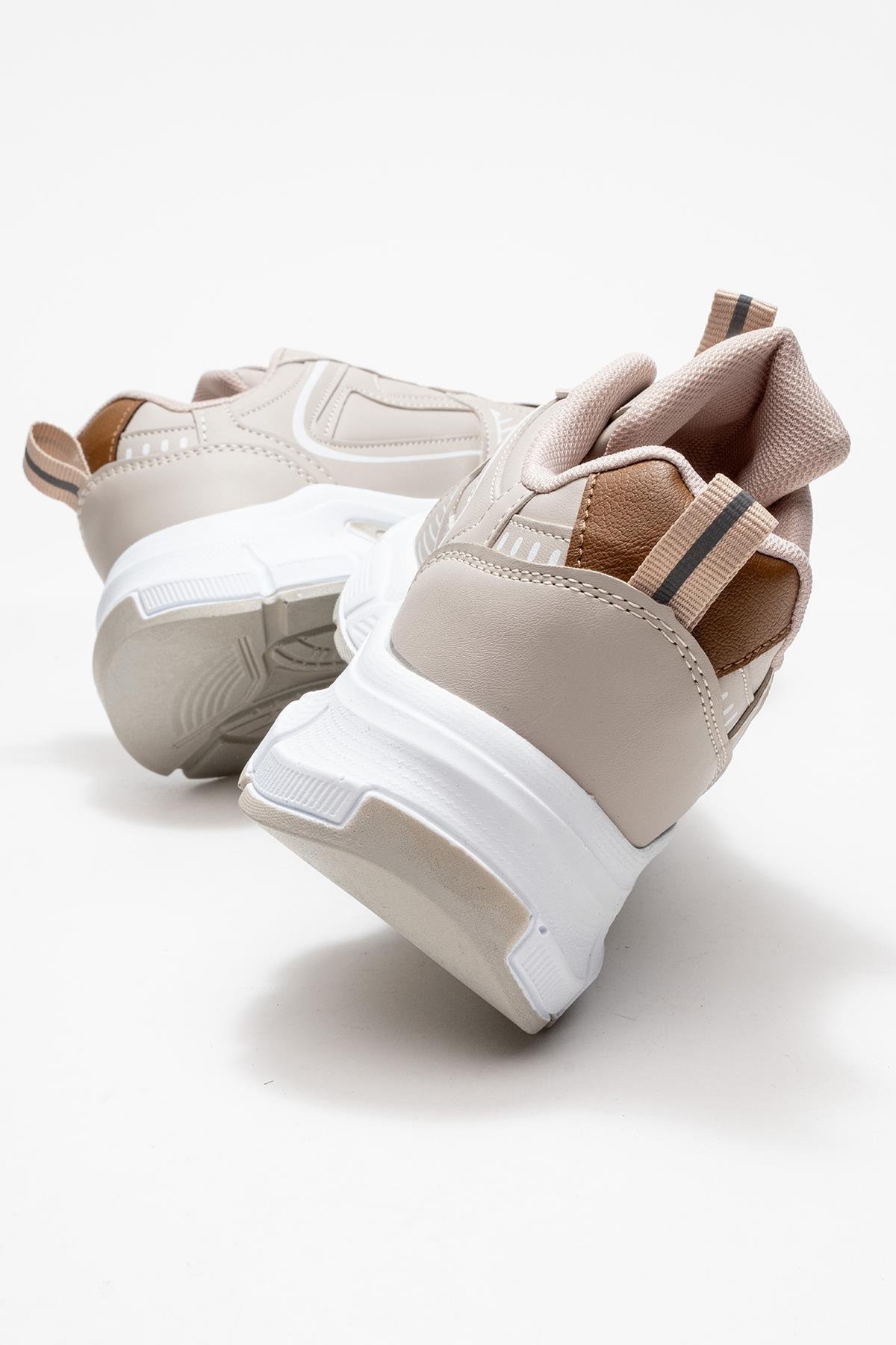 Bağcılklı Kadın Spor Ayakkabı BEJ BEYAZ TABA - Görsel 5