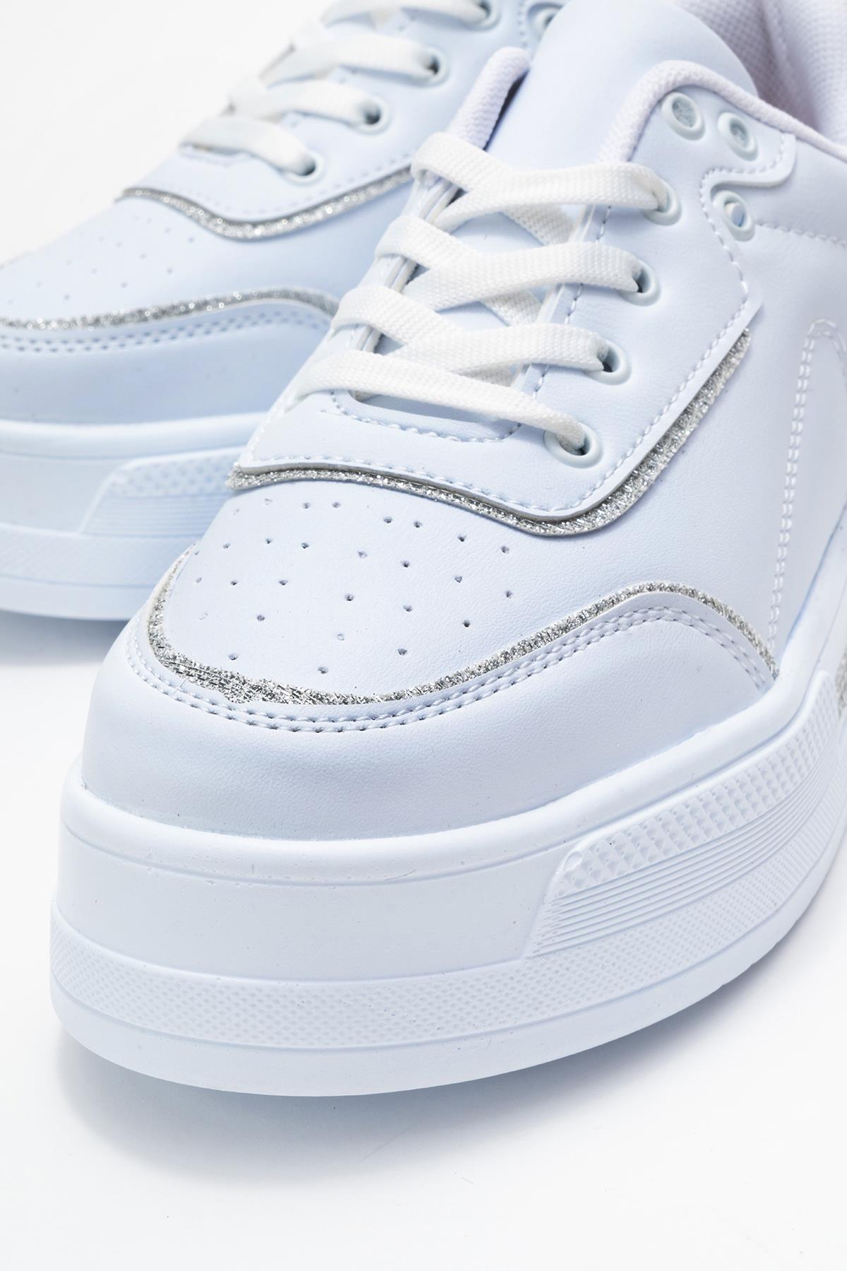 Kadın Taşlı Spor Ayakkabı BEYAZ BEYAZ - Görsel 4