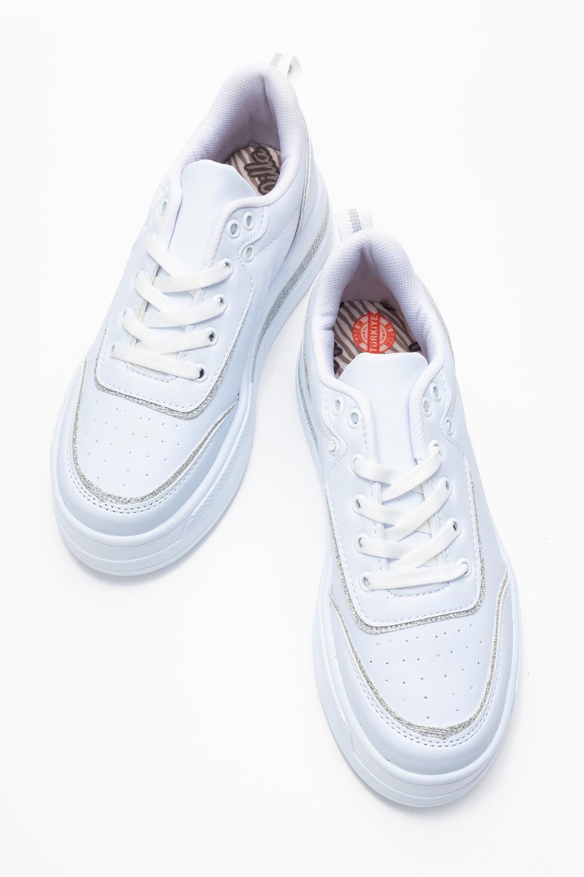 Kadın Taşlı Spor Ayakkabı BEYAZ BEYAZ - Görsel 6