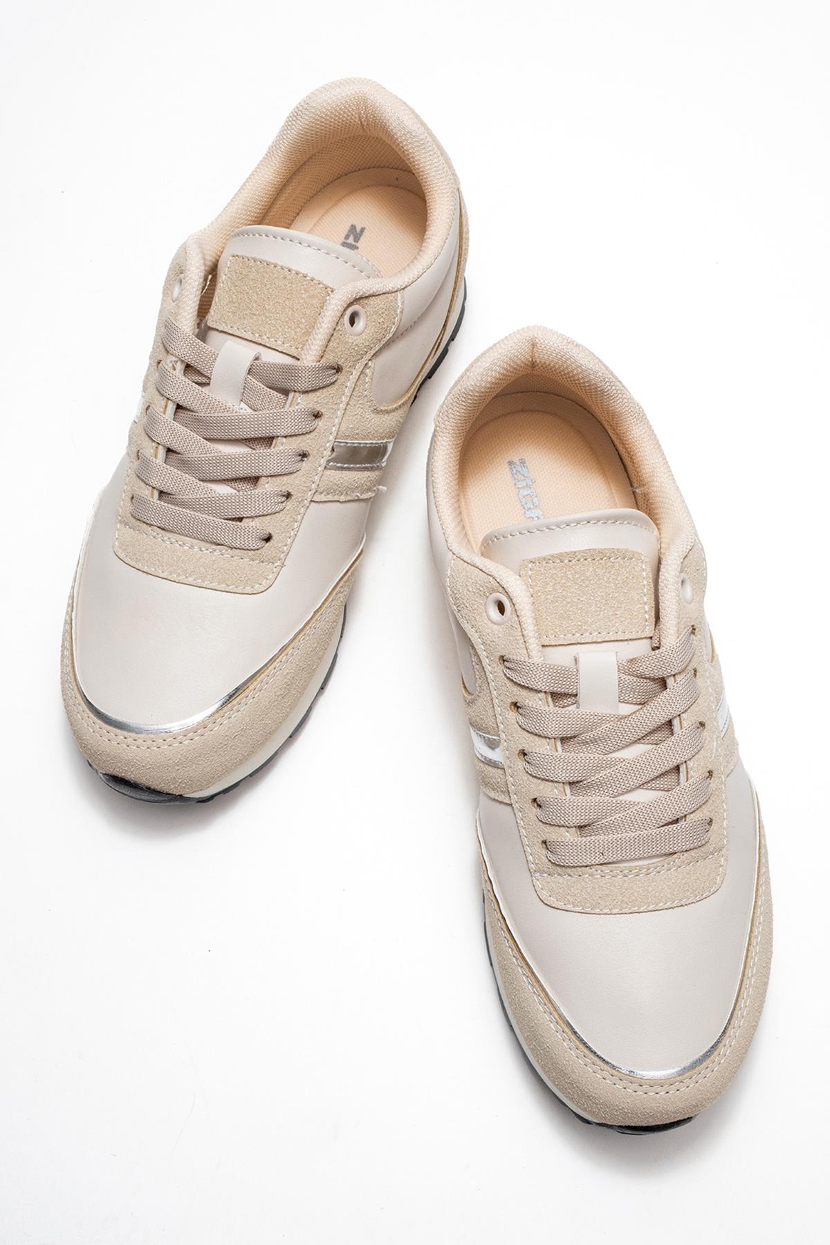 Bağcıklı Kadın Spor Ayakkabı ; BEJ - Görsel 6