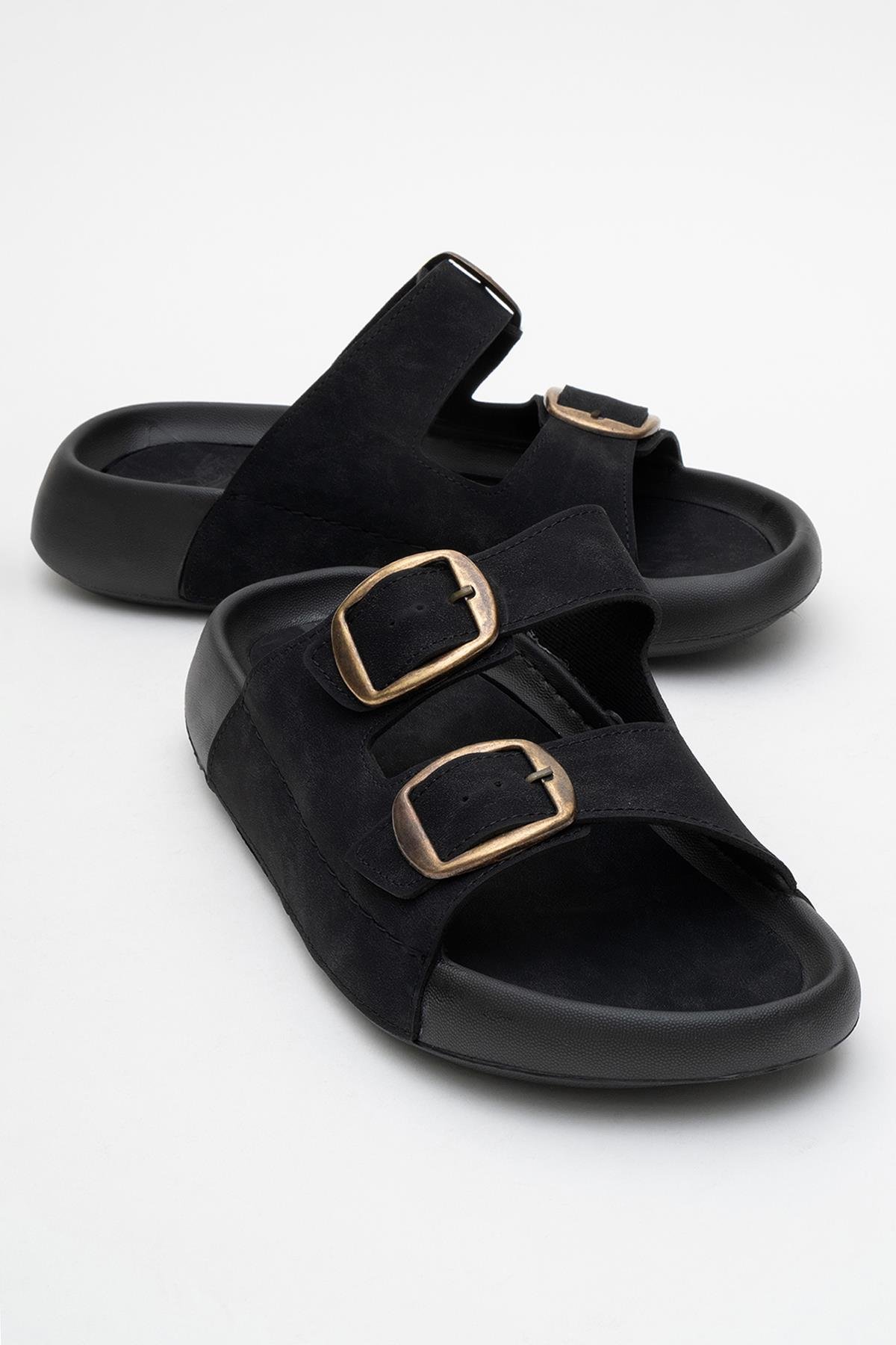 Erkek Gold Tokalı Terlik SİYAH - Görsel 2