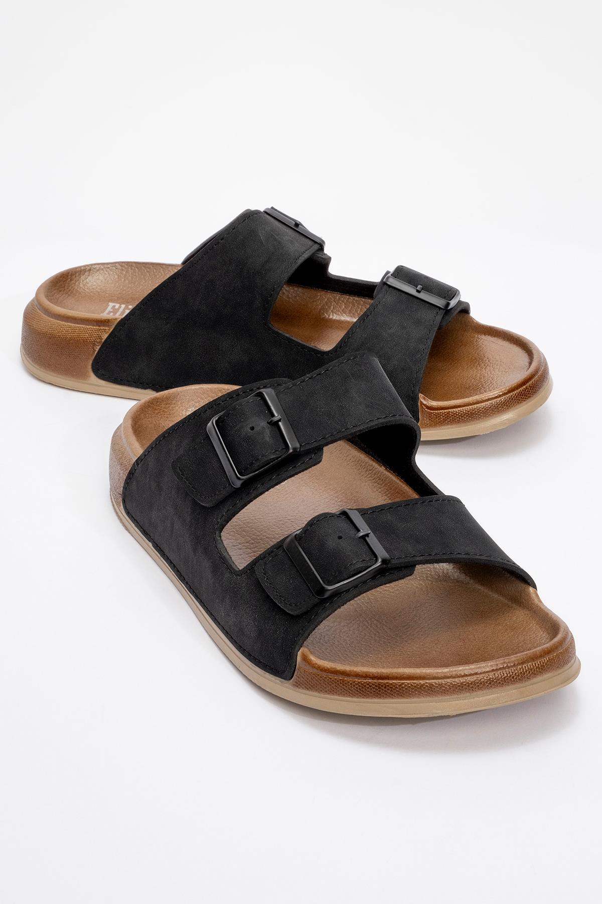 Erkek 2 Toka Kemerli Terlik SİYAH - Görsel 2