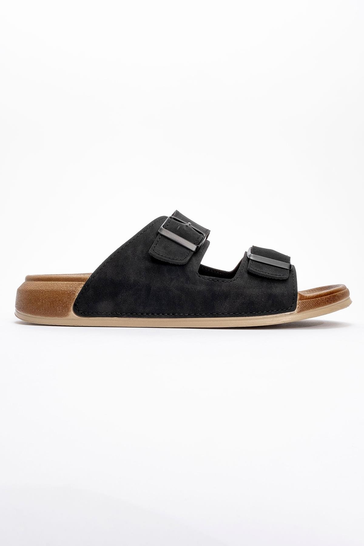 Erkek 2 Toka Kemerli Terlik SİYAH - Görsel 3