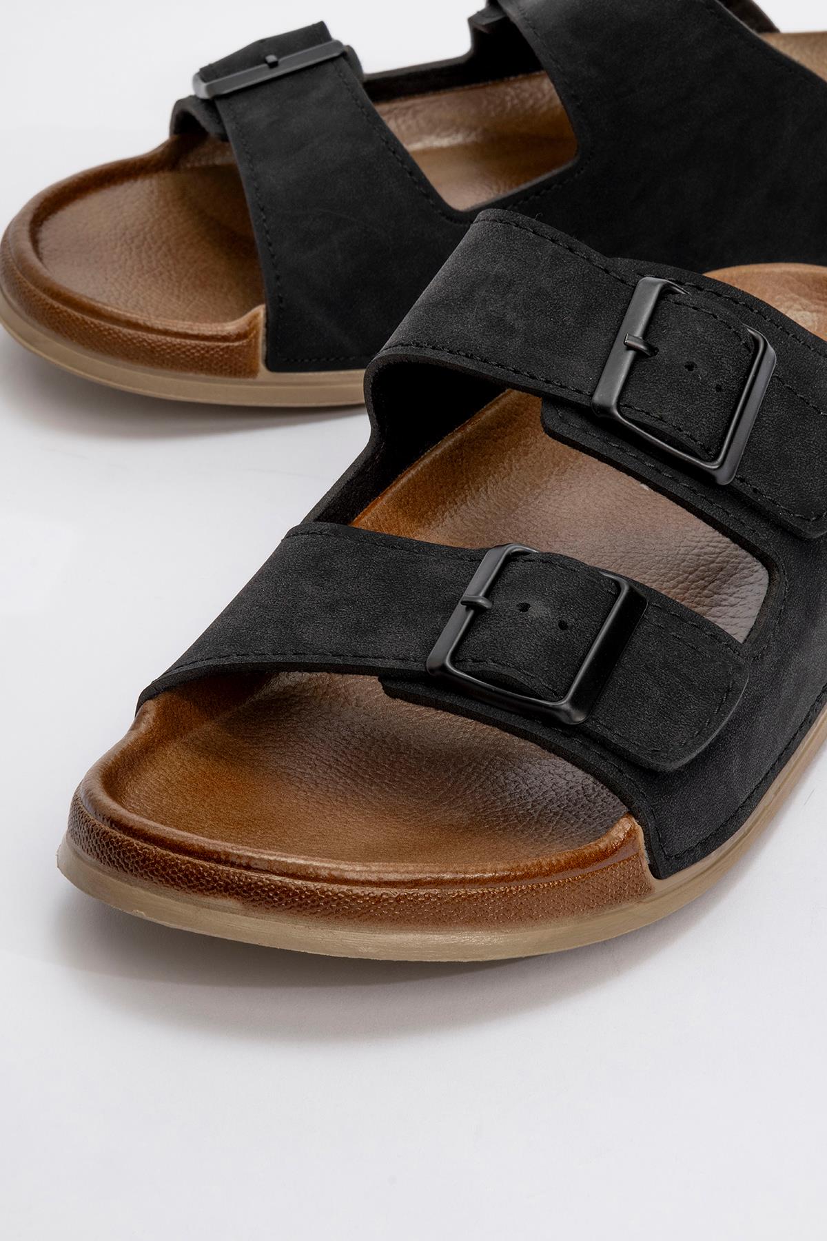 Erkek 2 Toka Kemerli Terlik SİYAH - Görsel 4