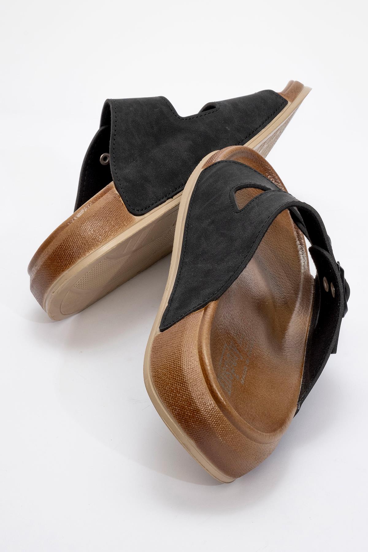 Erkek 2 Toka Kemerli Terlik SİYAH - Görsel 6