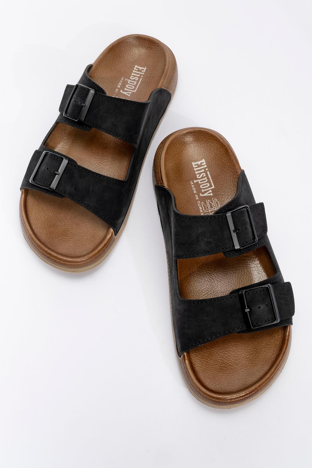 Erkek 2 Toka Kemerli Terlik SİYAH - Görsel 8