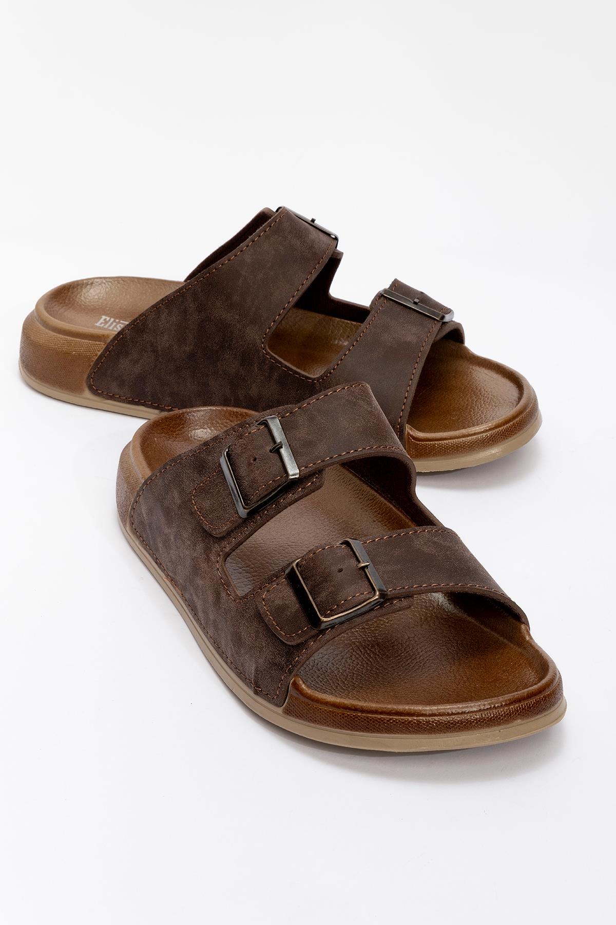 Erkek 2 Toka Kemerli Terlik KAHVE - Görsel 2