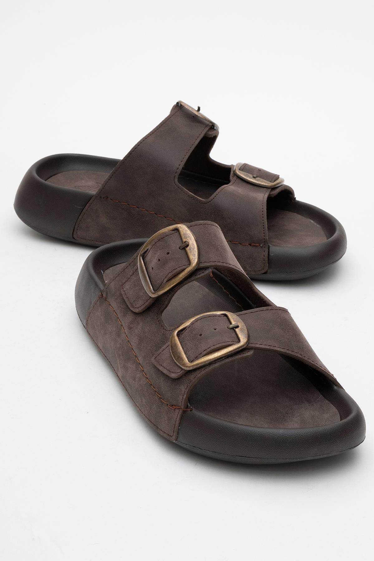 Erkek Gold Tokalı Terlik KAHVE - Görsel 2