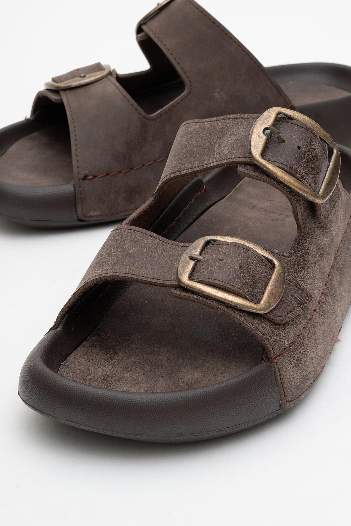 Erkek Gold Tokalı Terlik KAHVE - Görsel 4