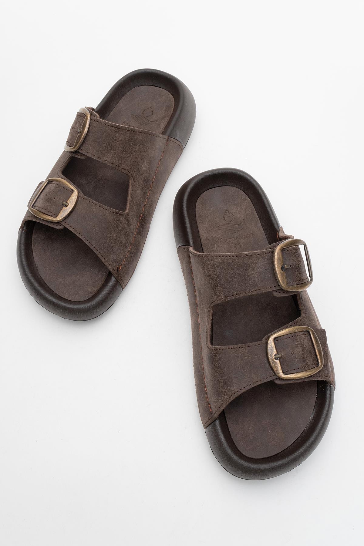 Erkek Gold Tokalı Terlik KAHVE - Görsel 6