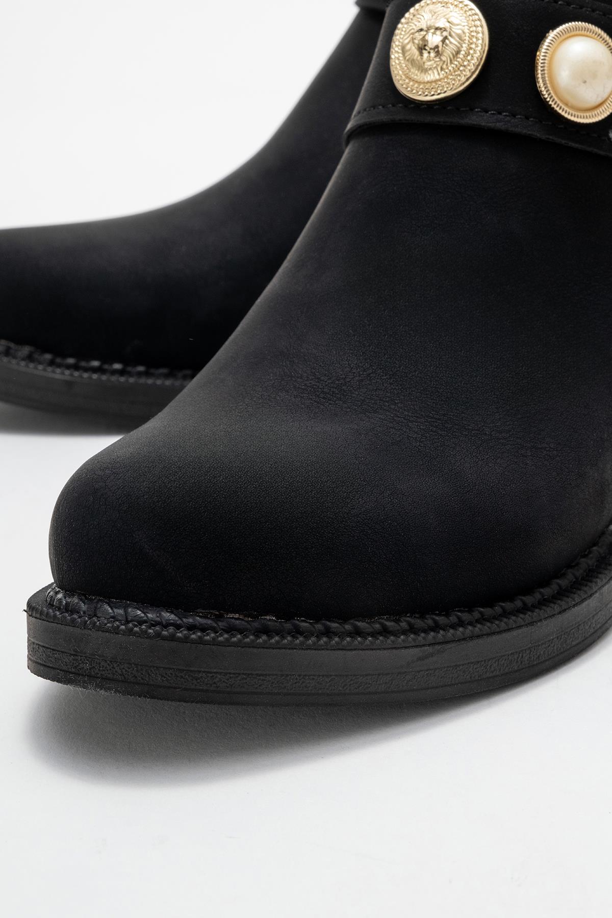 Kadın Topuklu Boğazlı Bot SİYAH ZÜMRÜT - Görsel 4