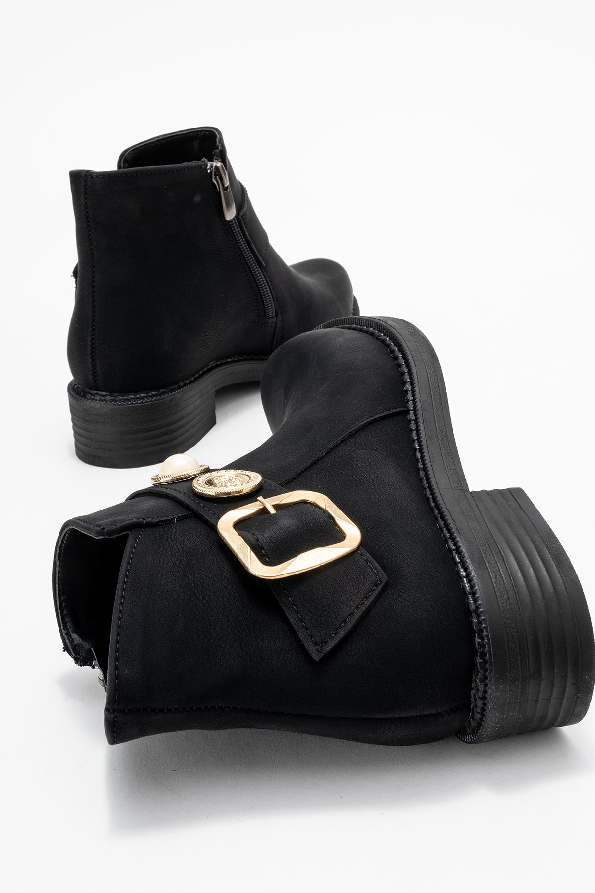 Kadın Topuklu Boğazlı Bot SİYAH ZÜMRÜT - Görsel 7